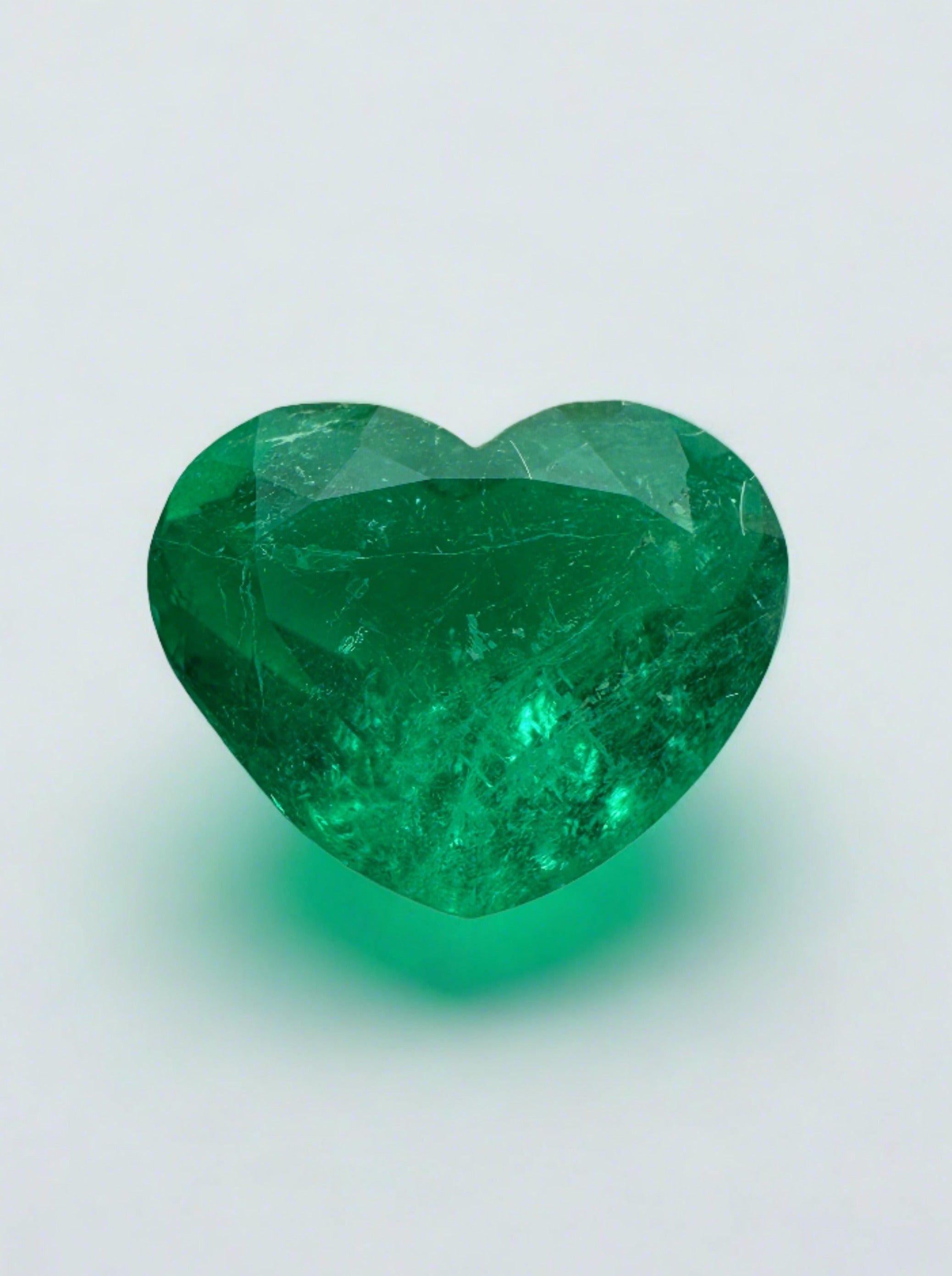 3.35 Carat 11x9 Certified Vivid Muzo Green Natural Colombian Emerald-Heart Cut - JR Colombian Emeralds