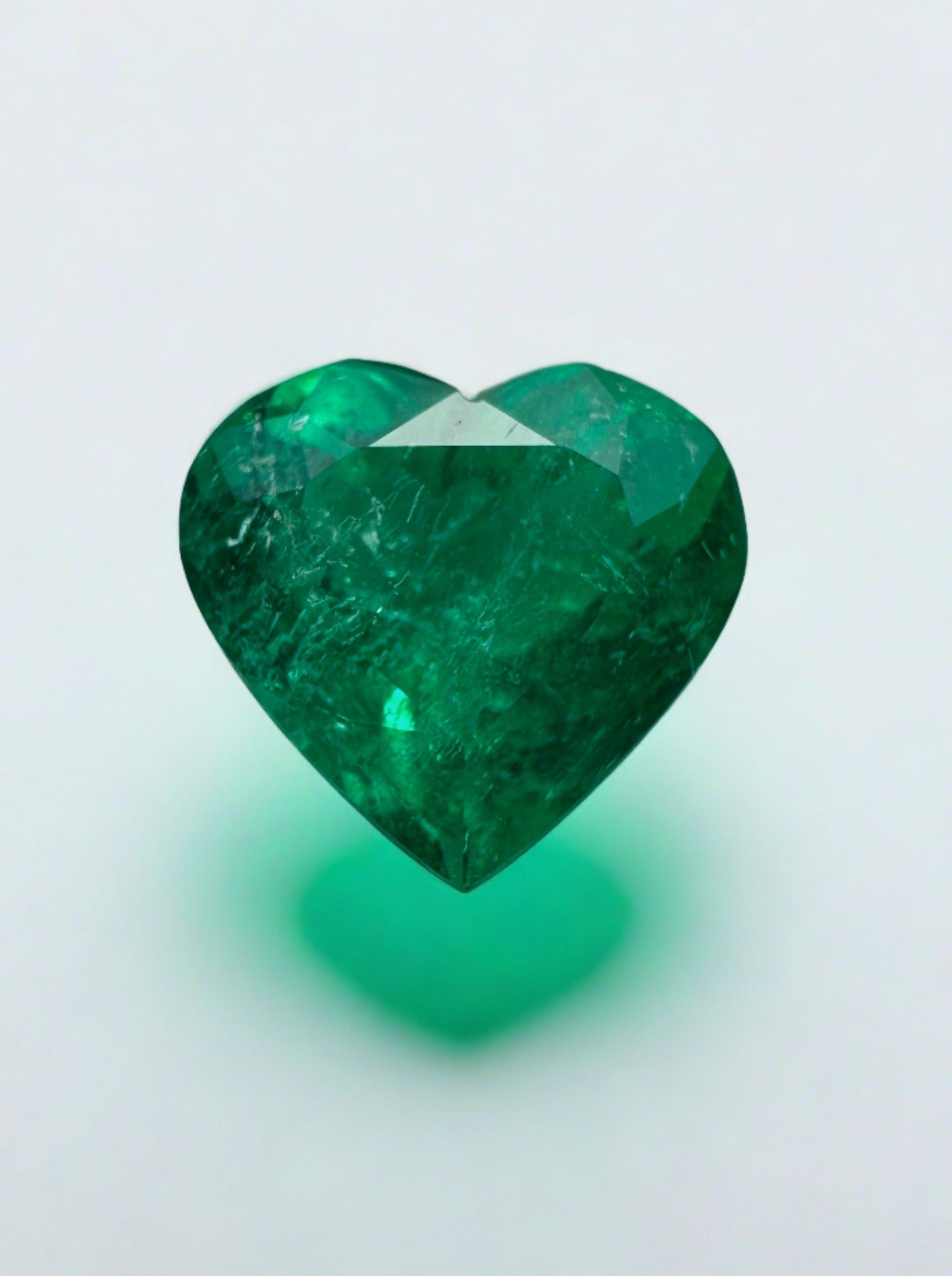 3.05 Carat Vivid Muzo Green Natural Colombian Emerald-Heart Cut - JR Colombian Emeralds