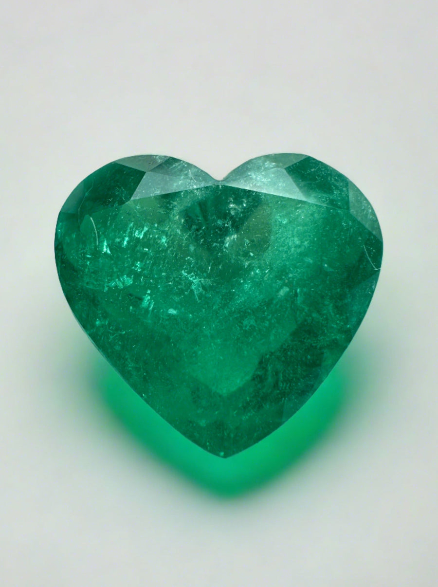 2.87 Carat 9x10 Bright Green Natural Loose Colombian Emerald-Heart Cut