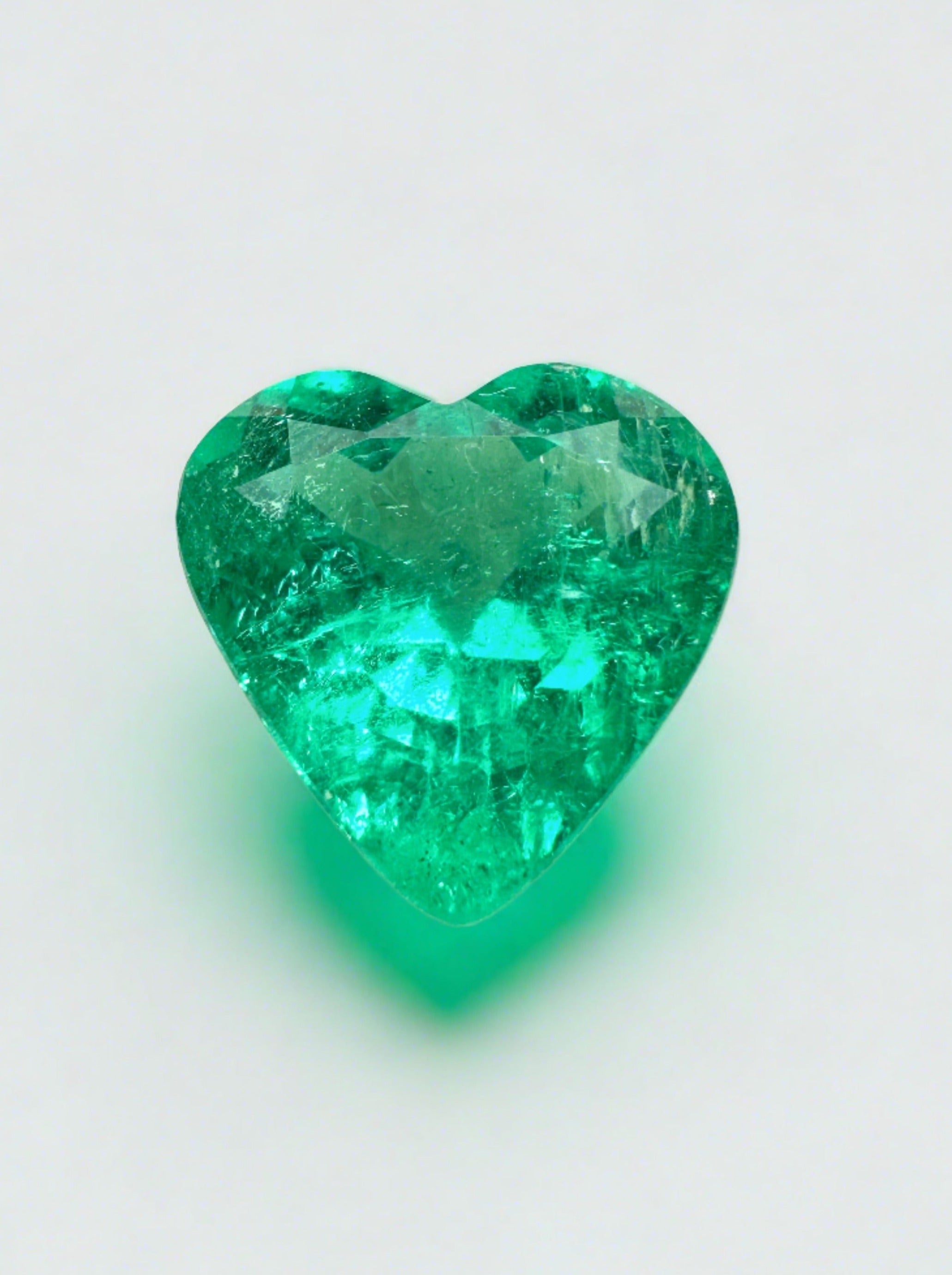 2.52 Carat Bluish Green Natural Loose Colombian Emerald-Heart Cut - JR Colombian Emeralds