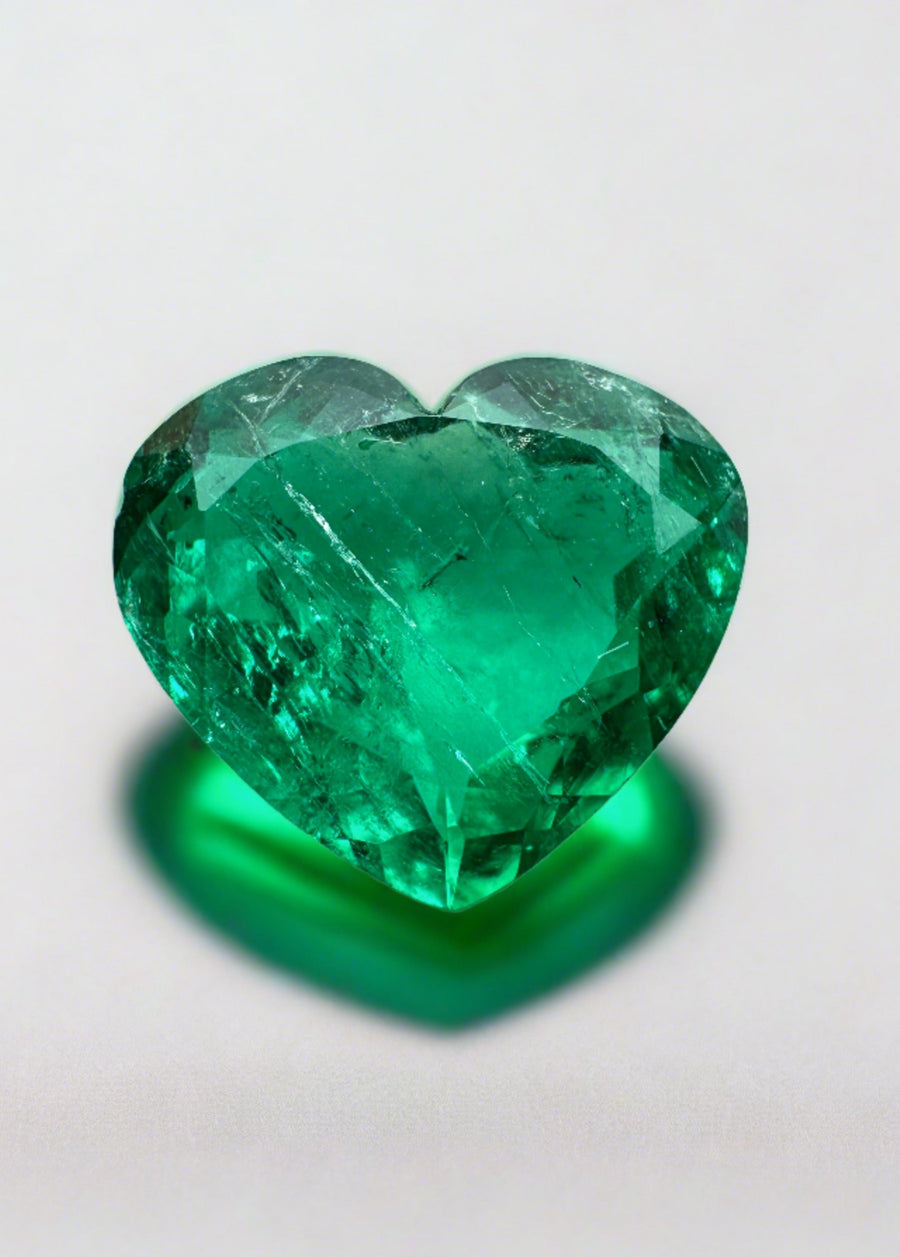 2.49 Carat Vivid Bluish Green Natural Colombian Emerald-Heart Cut