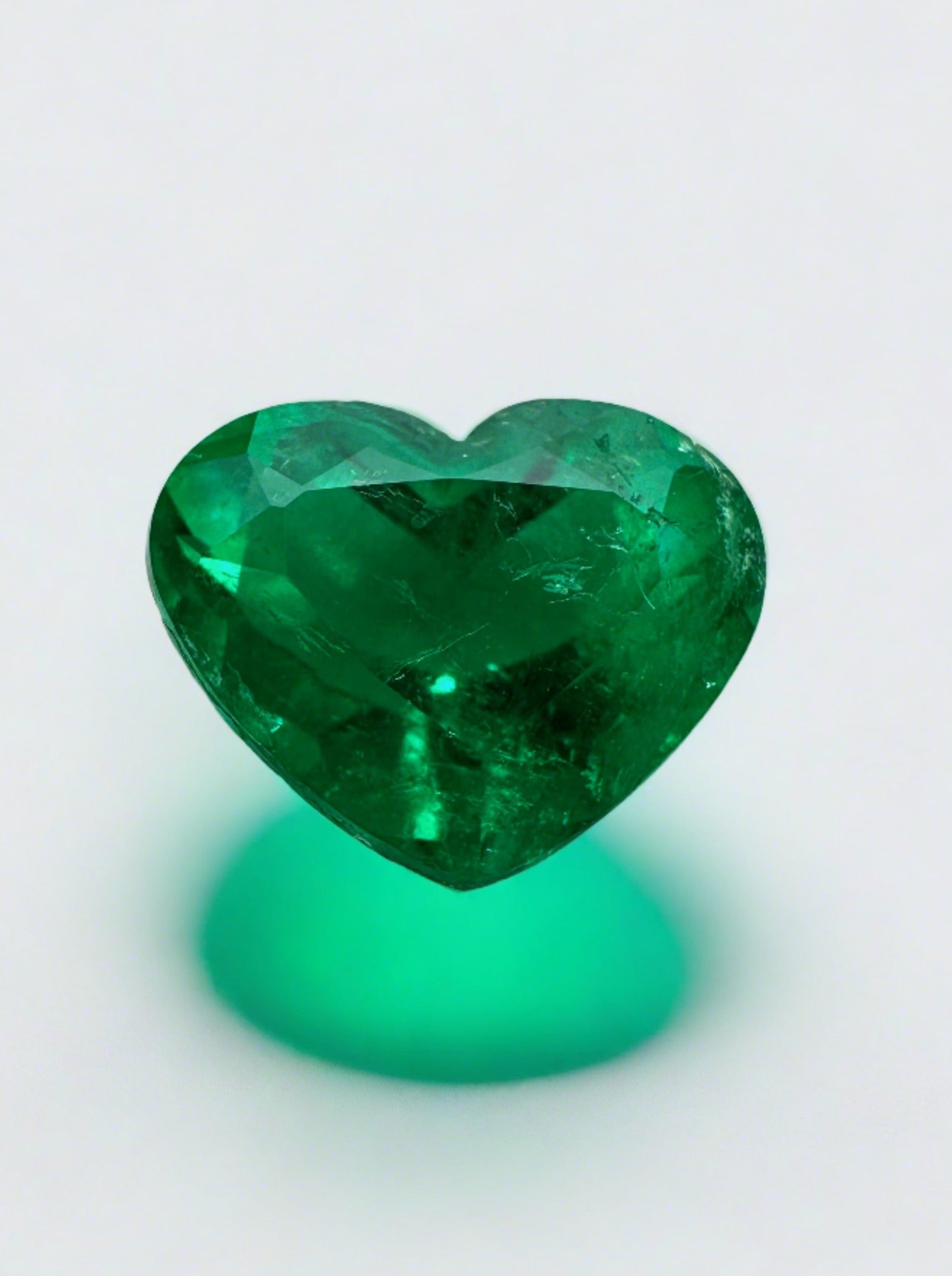 2.07 Carat 8x10 Vivid Muzo Green Natural Colombian Emerald-Heart Cut - JR Colombian Emeralds