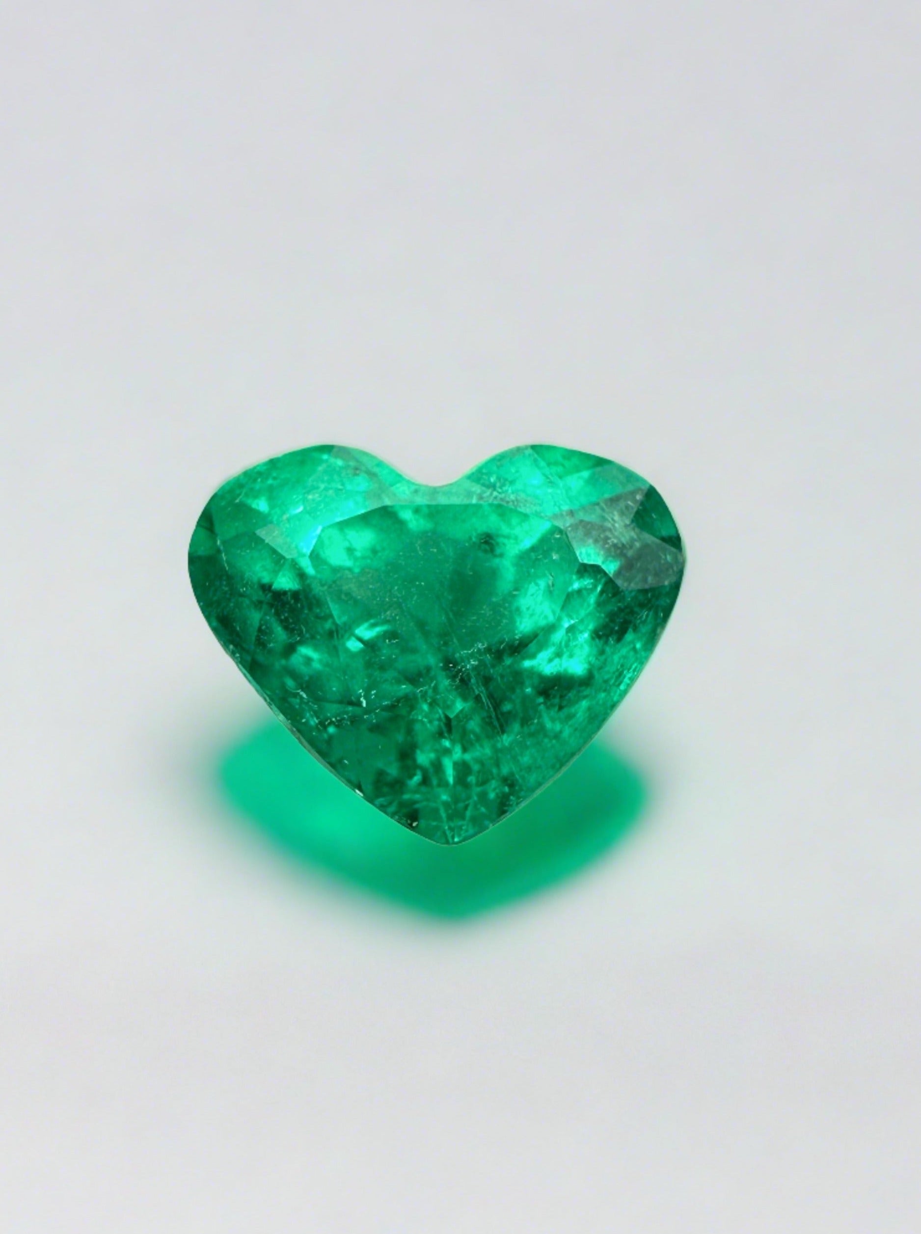 1.62 Carat VS Clarity Green Natural Loose Colombian Emerald-Heart Cut - JR Colombian Emeralds