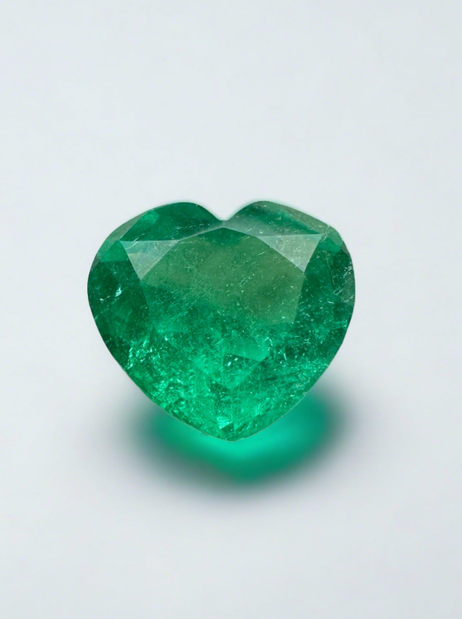 1.94 Carat 8x9 Bubbly Green Natural Loose Colombian Emerald-Heart Cut Ring - JR Colombian Emeralds