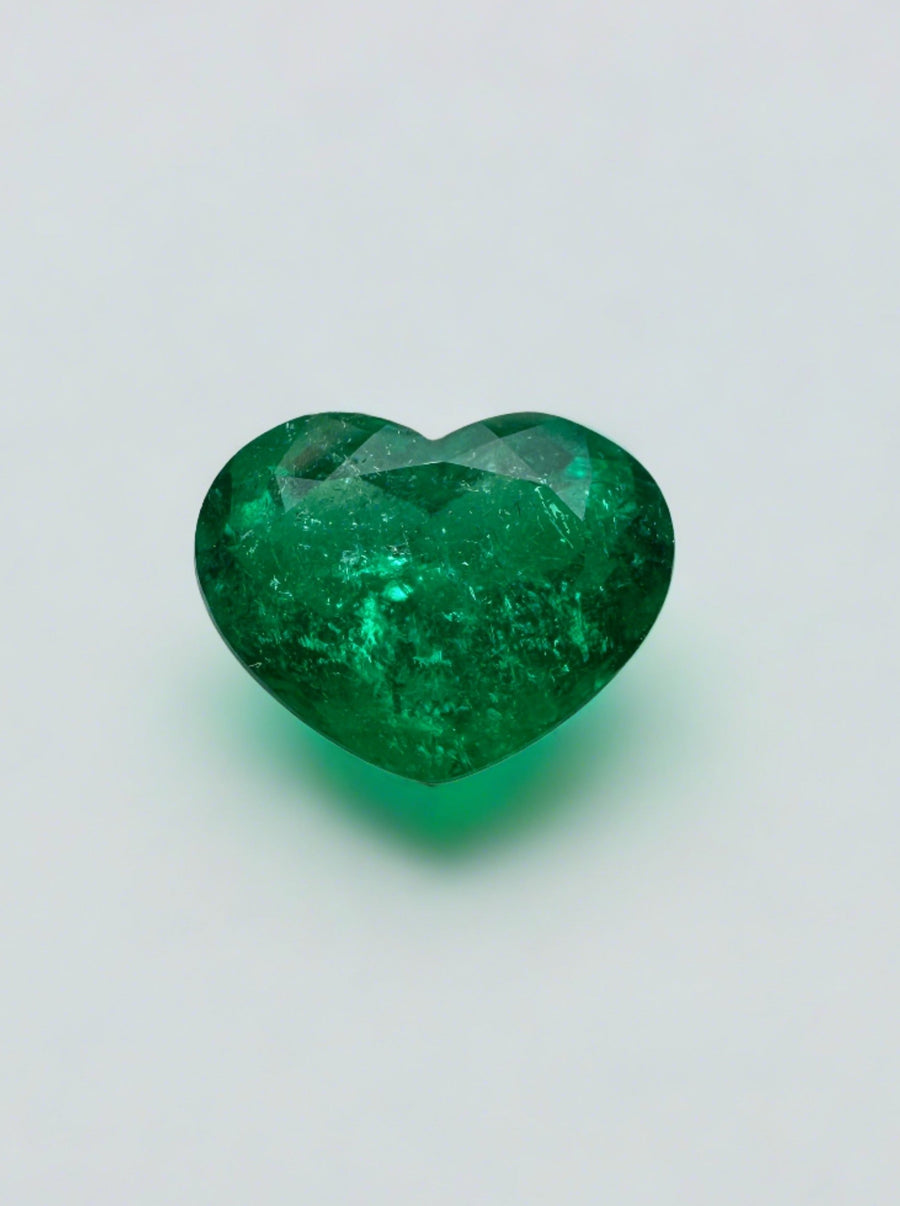 1.16 Carat Intense Muzo Green Natural Loose Colombian Emerald-Heart Cut Ring