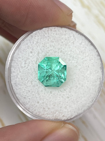 2.57 Carat 8.6x8.3 Minty Art Deco Loose Colombian Emerald-Asscher Cut Clipped Corners