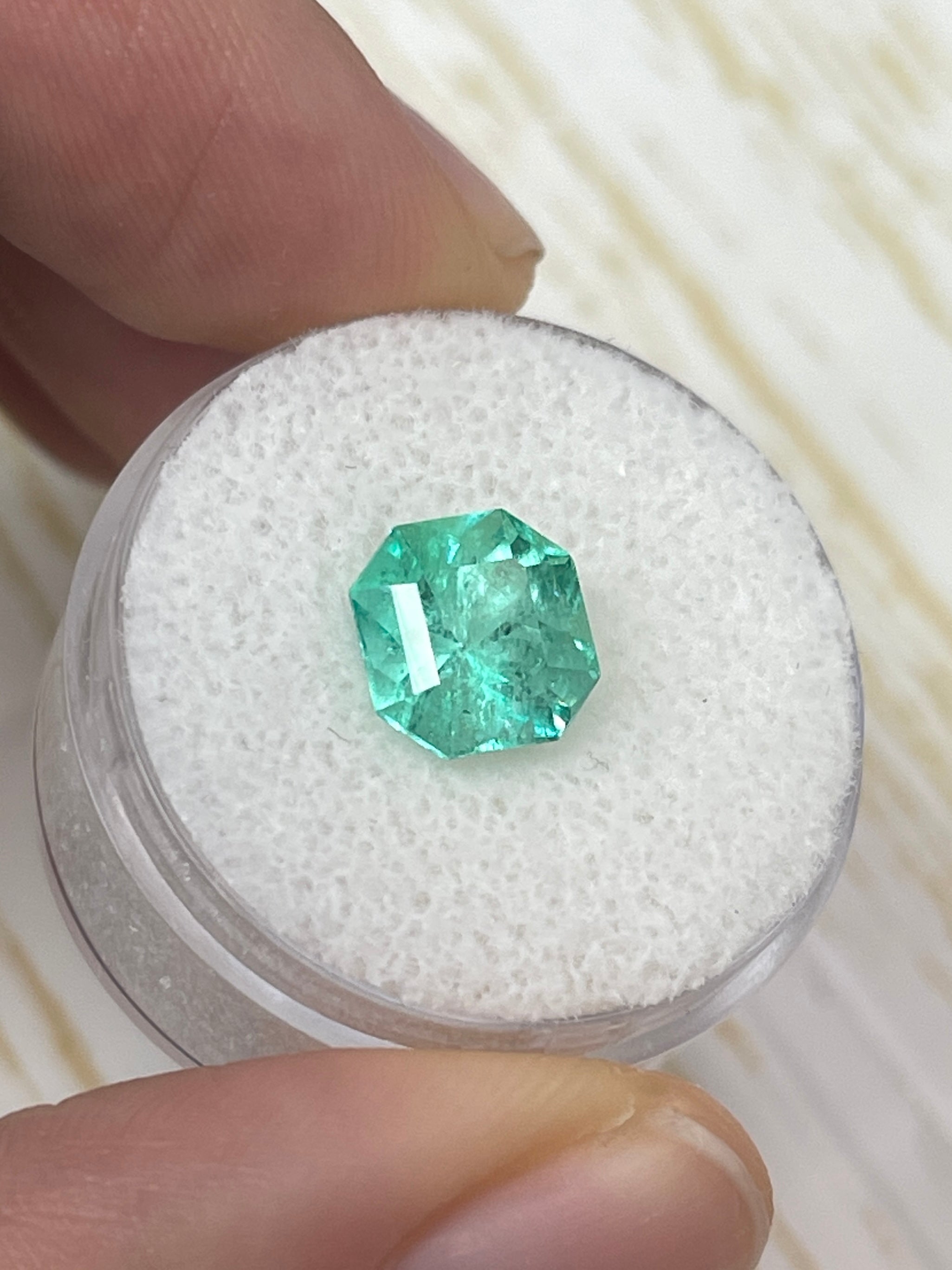 2.57 Carat 8.6x8.3 Minty Art Deco Loose Colombian Emerald-Asscher Cut Clipped Corners - JR Colombian Emeralds