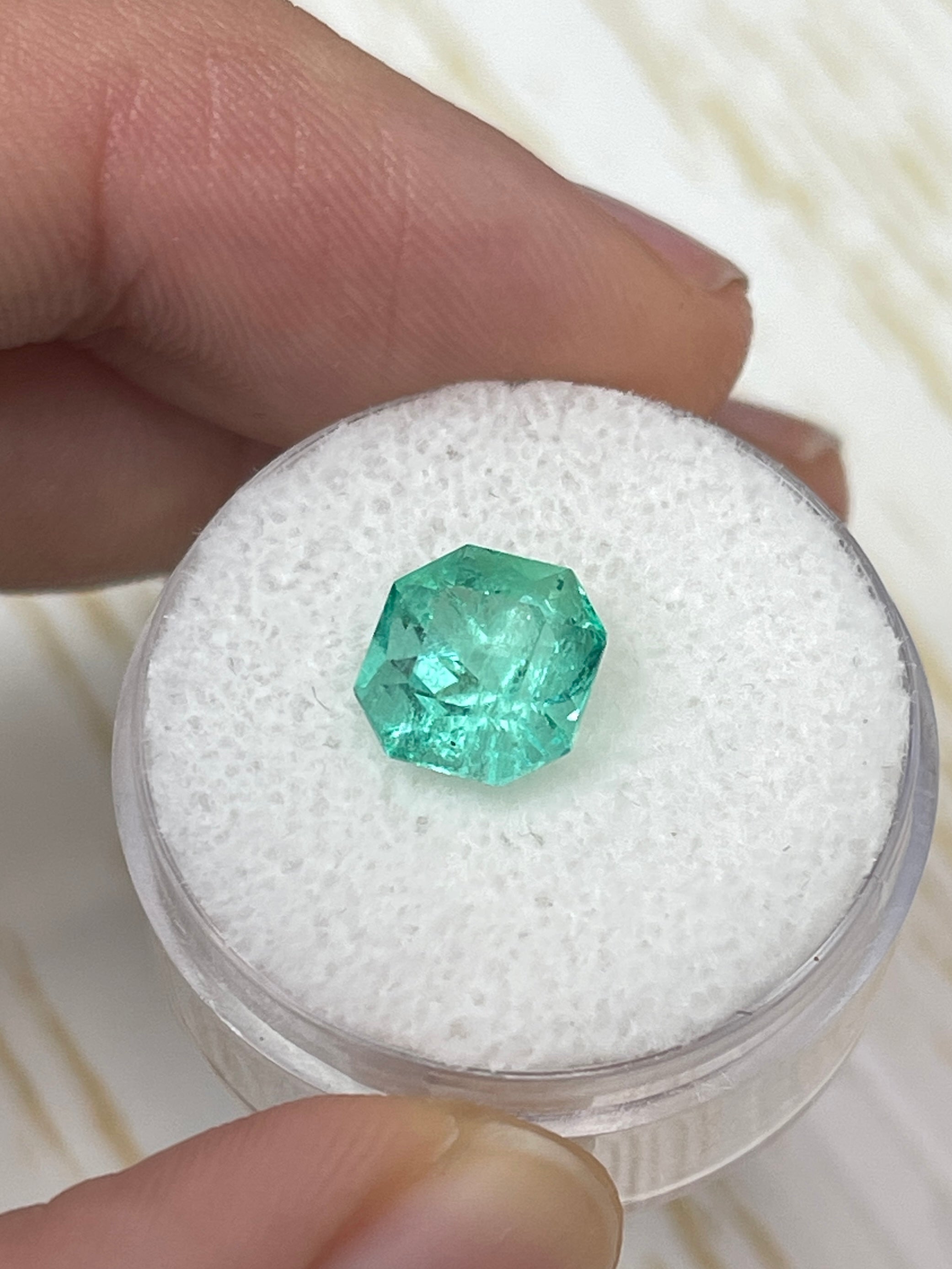 2.57 Carat 8.6x8.3 Minty Art Deco Loose Colombian Emerald-Asscher Cut Clipped Corners - JR Colombian Emeralds