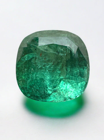 9.12 Carat 12.5x12.5 Earthy Green Natural Loose Zambian Emerald-Rounded Cushion Cut