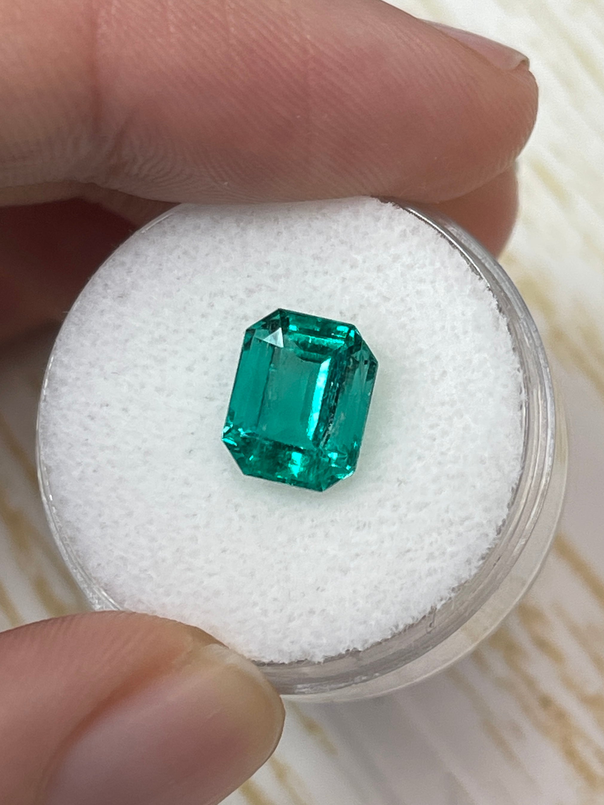 2.69 Carat AAA+ 9x7.5 Vivid Bluish Green Natural Loose Colombian Emerald- Emerald Cut - JR Colombian Emeralds