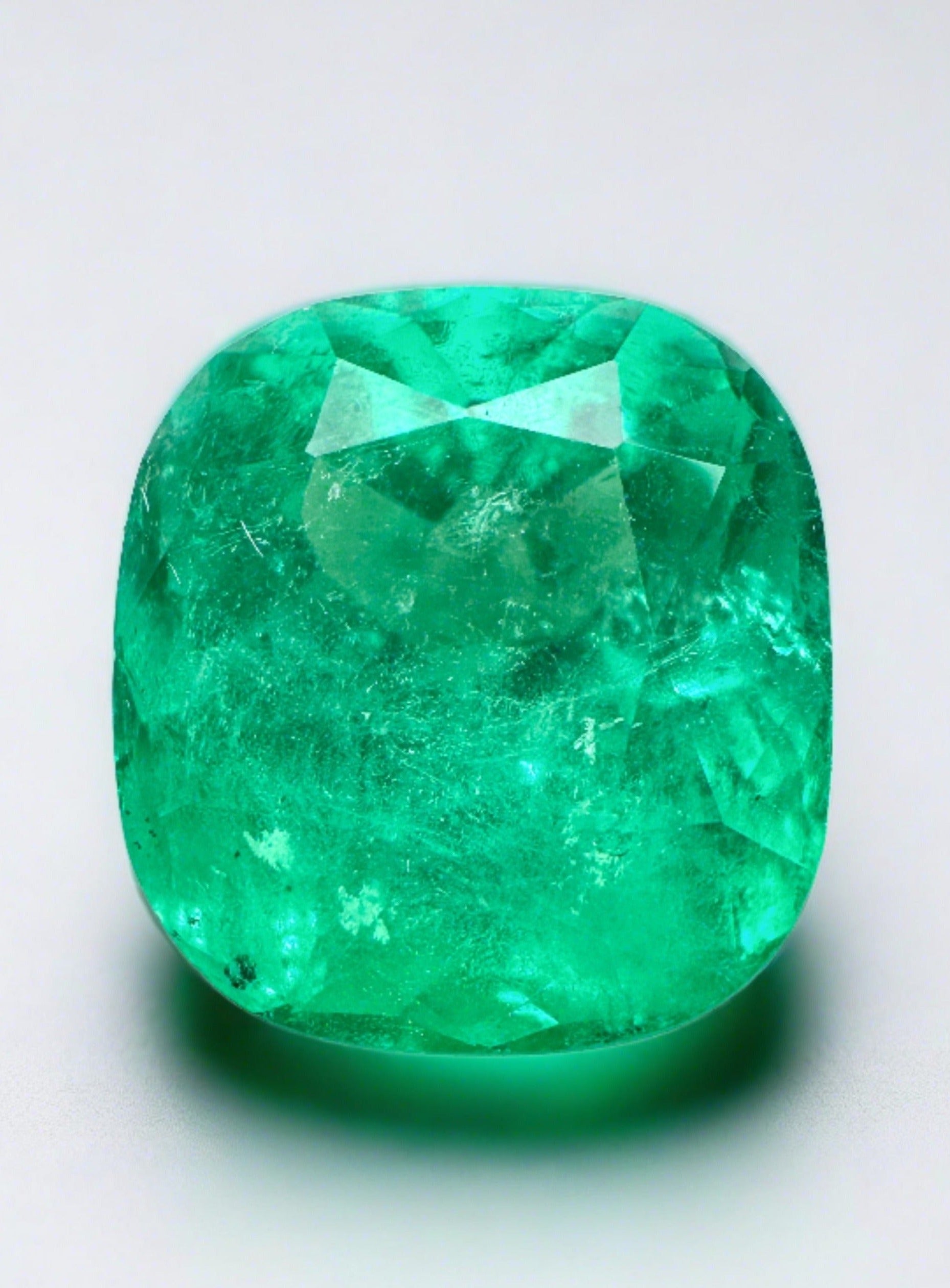 6.20 Carat 11.5x11 Bright Green Natural Loose Colombian Emerald-Cushion Cut - JR Colombian Emeralds