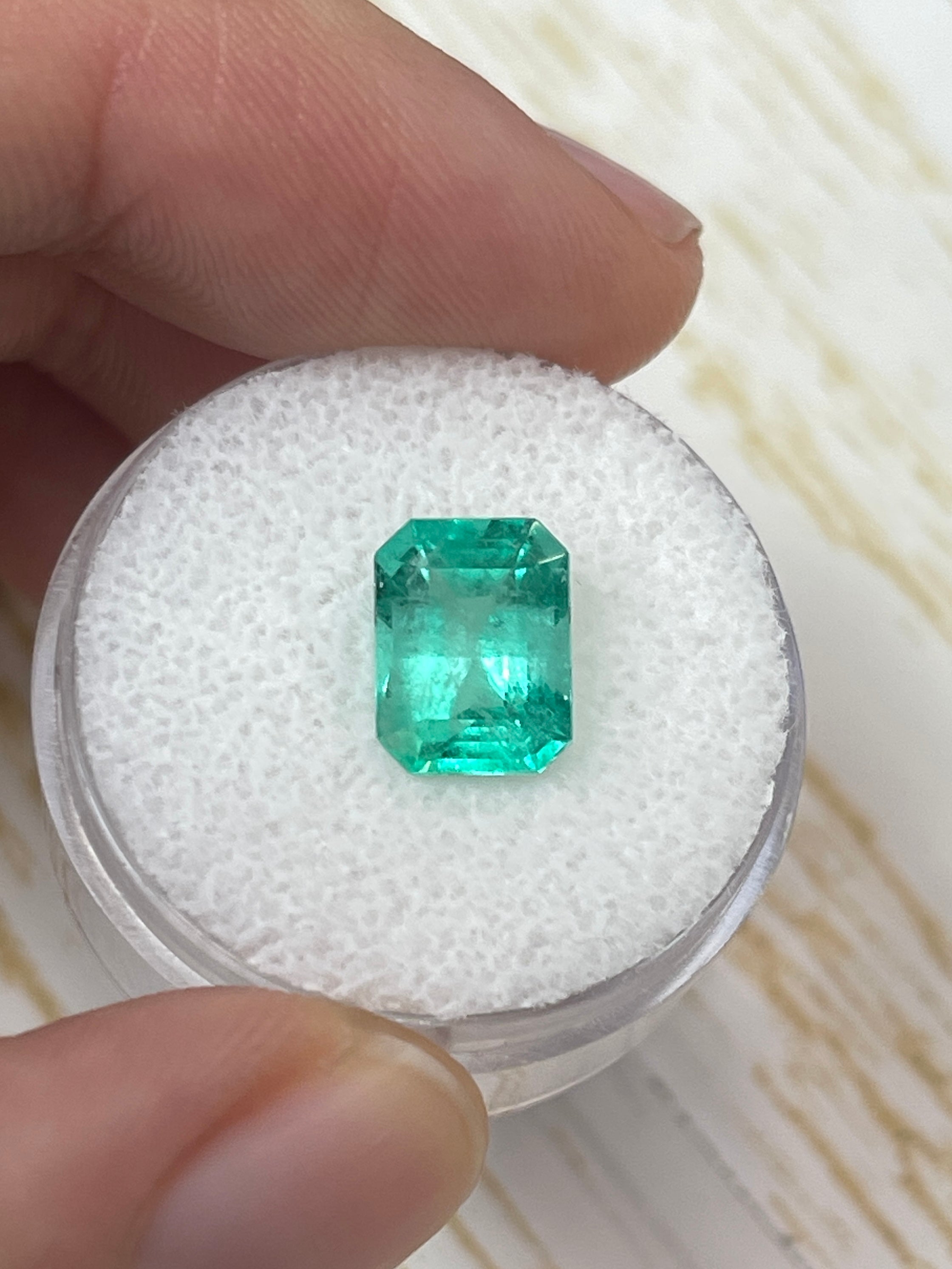 2.71 Carat 9.6x7.4 Medium Bluish Green Natural Loose Colombian Emerald-Emerald Cut - JR Colombian Emeralds