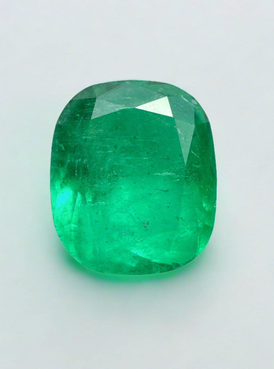 5.69 Carat 12x10 Bluish Green Natural Loose Colombian Emerald- Cushion Cut