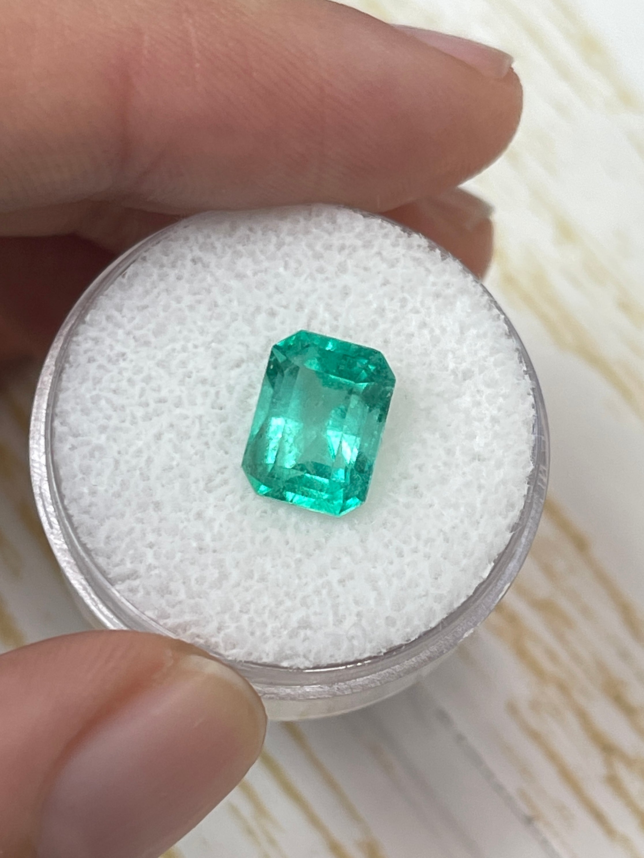 2.71 Carat 9.6x7.4 Medium Bluish Green Natural Loose Colombian Emerald-Emerald Cut - JR Colombian Emeralds