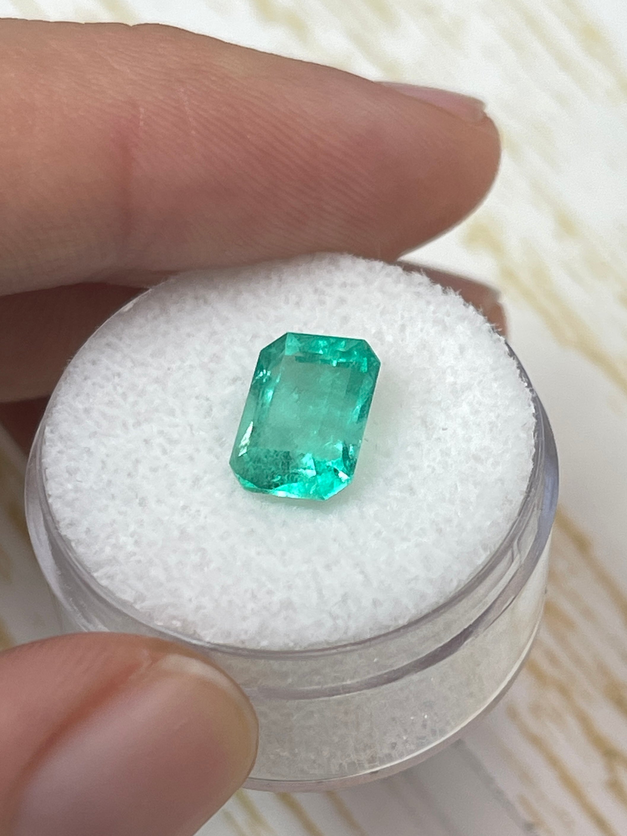 2.71 Carat 9.6x7.4 Medium Bluish Green Natural Loose Colombian Emerald-Emerald Cut - JR Colombian Emeralds