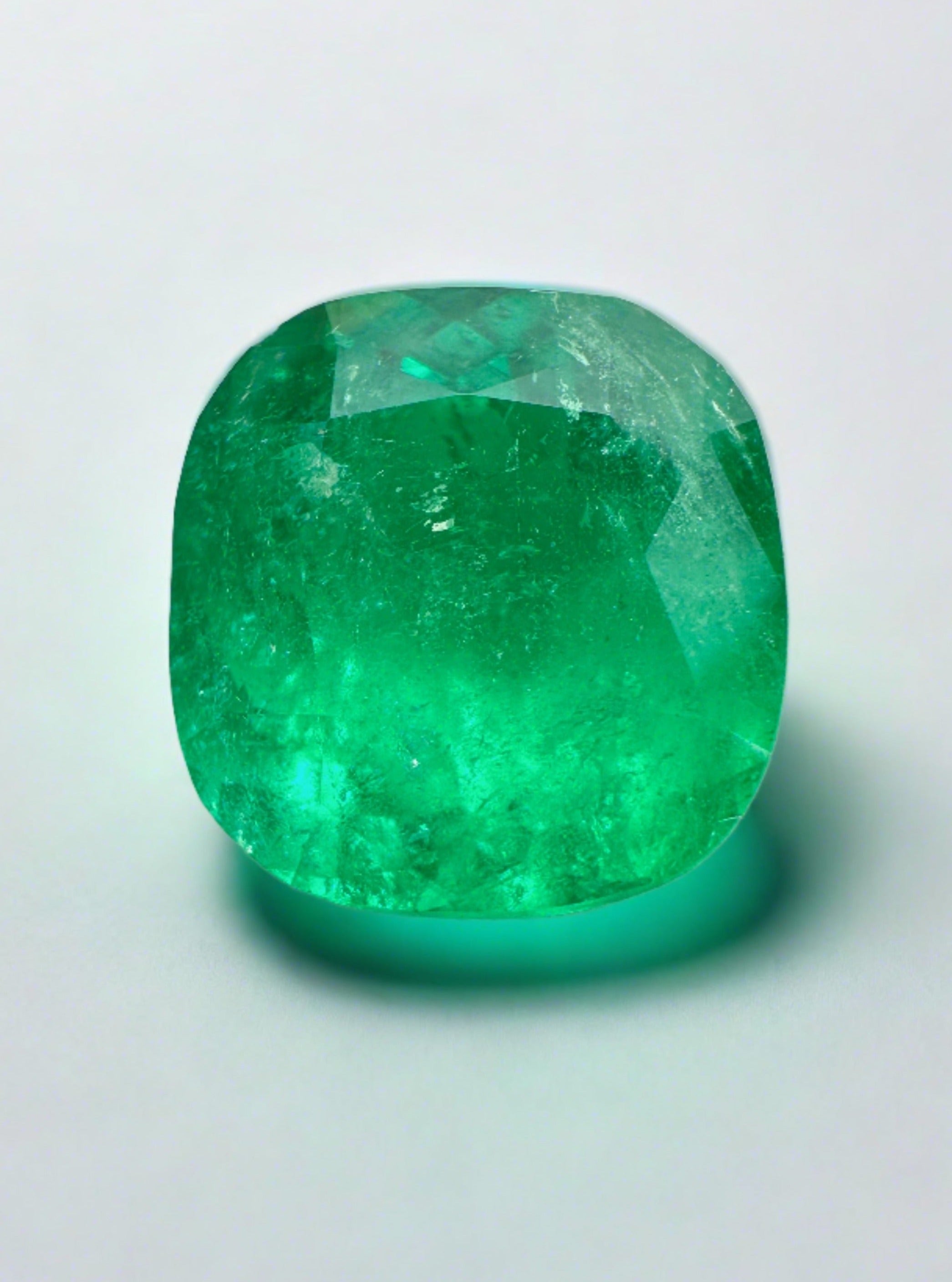 5.43 Carat Medium Green Natural Loose Colombian Emerald-Cushion Cut - JR Colombian Emeralds