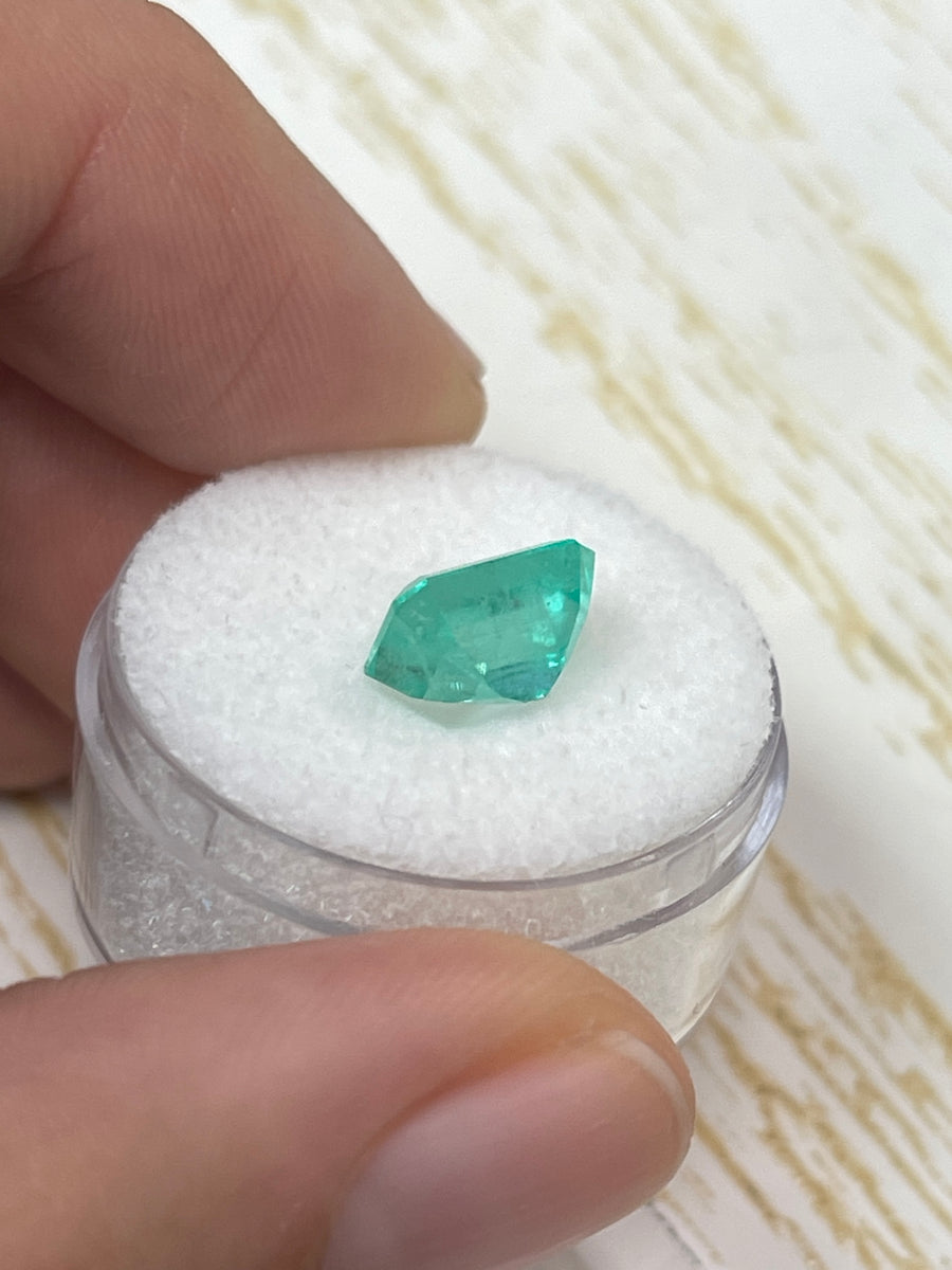 2.71 Carat 9.6x7.4 Medium Bluish Green Natural Loose Colombian Emerald-Emerald Cut