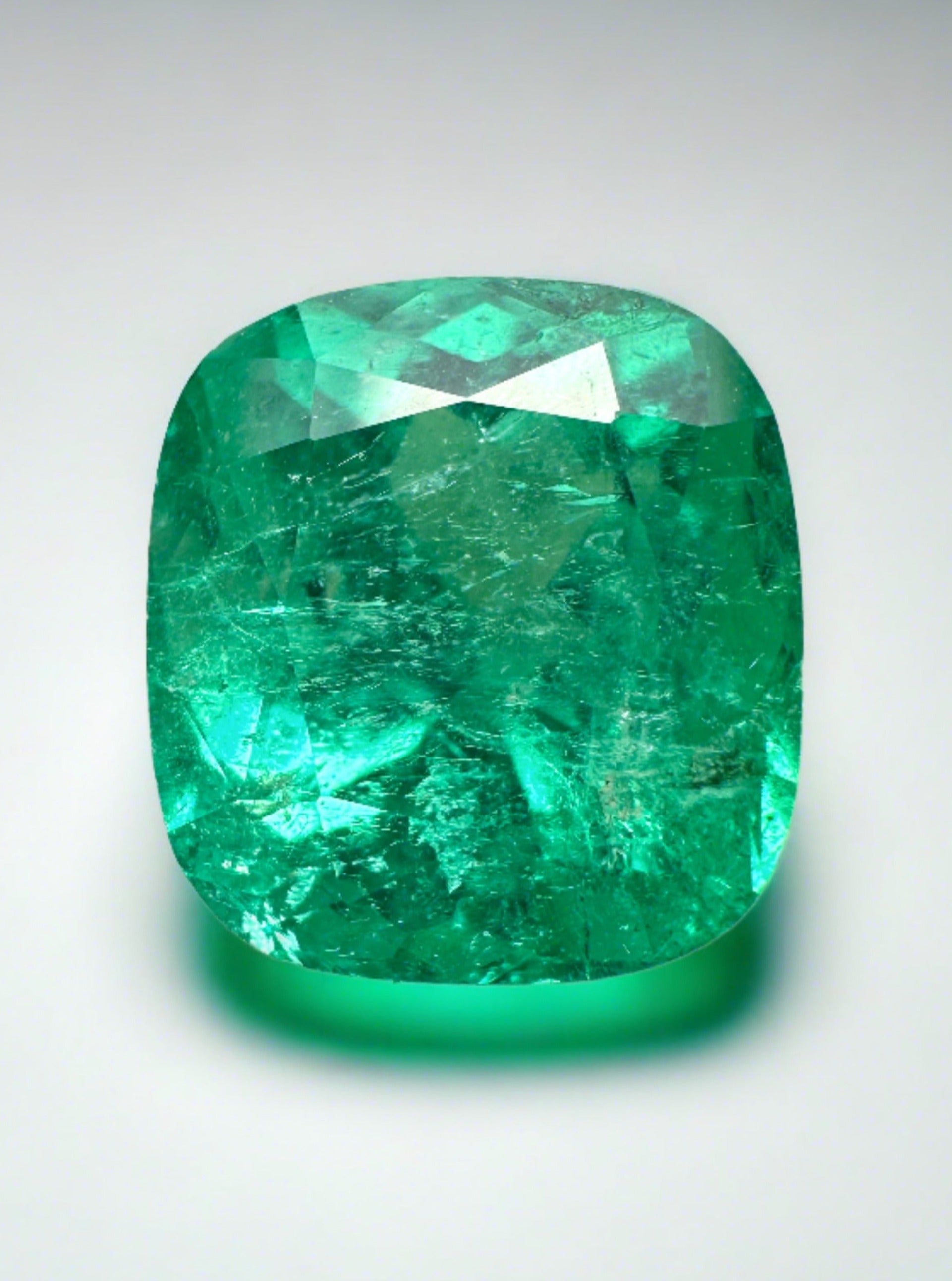 5.29 Carat Certified 10.5 x 9.7 Bluish Natural Loose Colombian Emerald-Cushion Cut - JR Colombian Emeralds