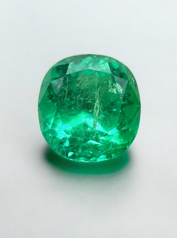 4.94 Carat 10.8x10.3 Fine Green Natural Loose Colombian Emerald- Cushion Cut
