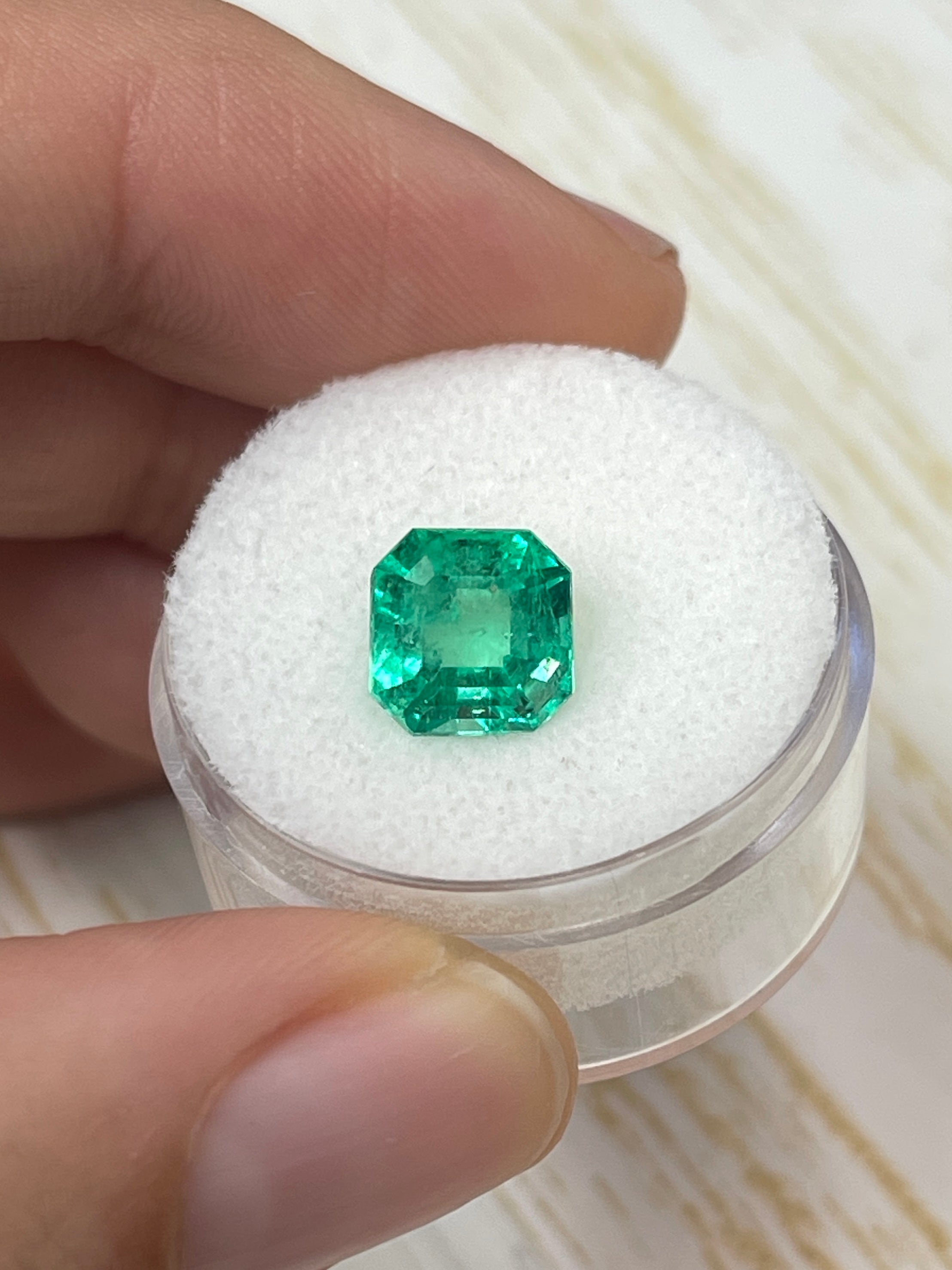 2.71 Carat Electric Yellowish Green Natural Loose Colombian Emerald- Asscher Cut - JR Colombian Emeralds