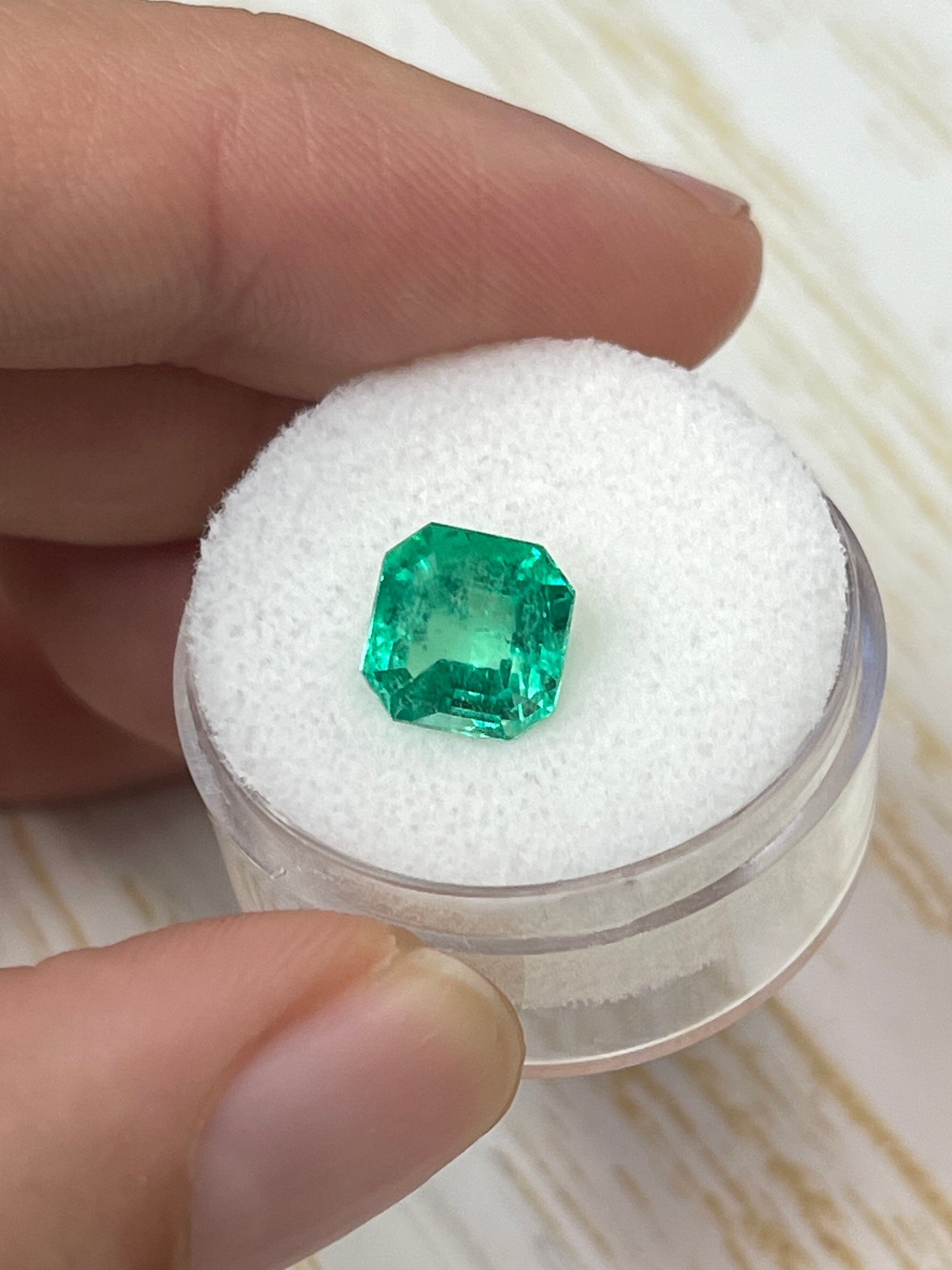 2.71 Carat Electric Yellowish Green Natural Loose Colombian Emerald- Asscher Cut - JR Colombian Emeralds