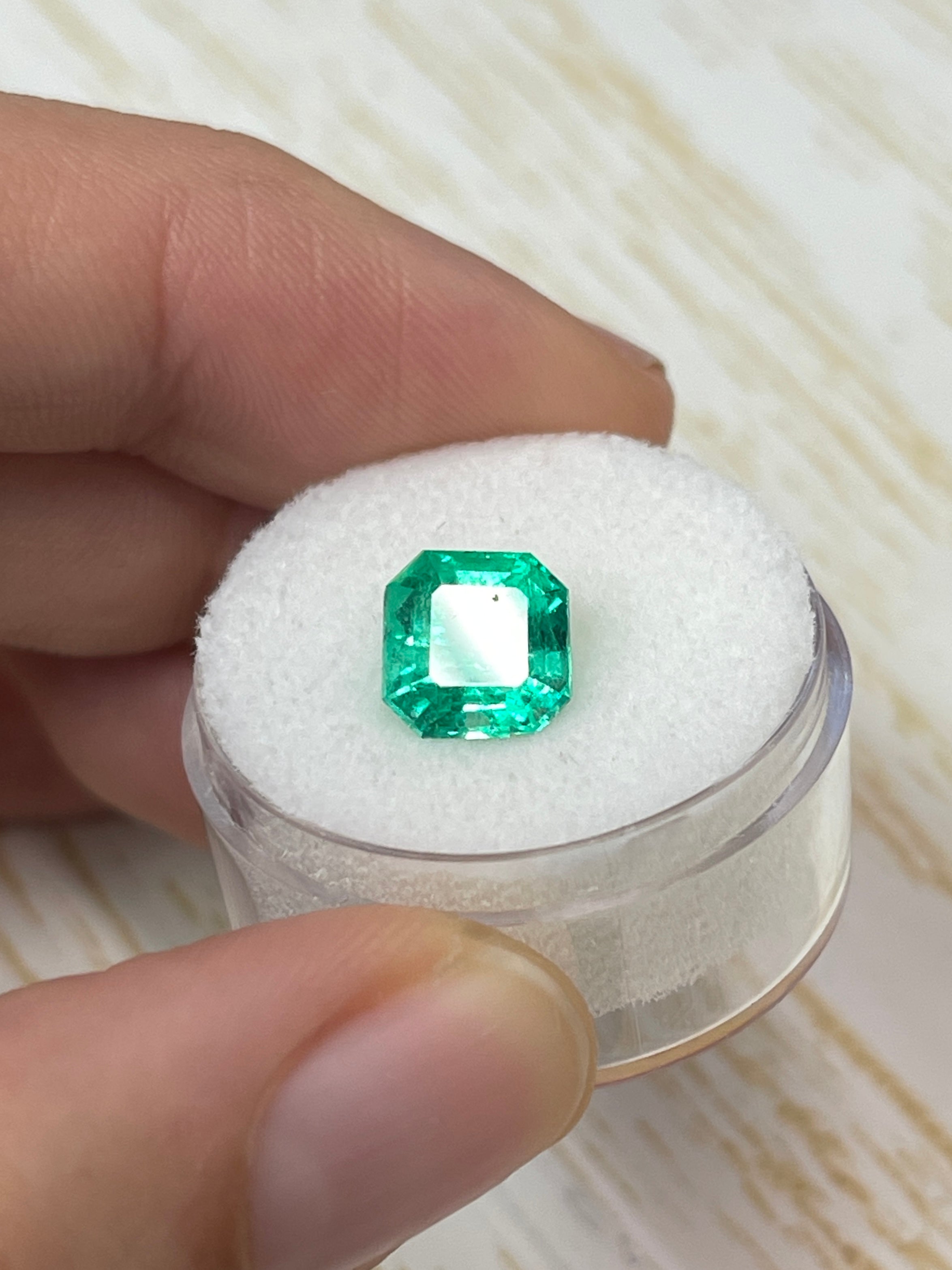 2.71 Carat Electric Yellowish Green Natural Loose Colombian Emerald- Asscher Cut - JR Colombian Emeralds