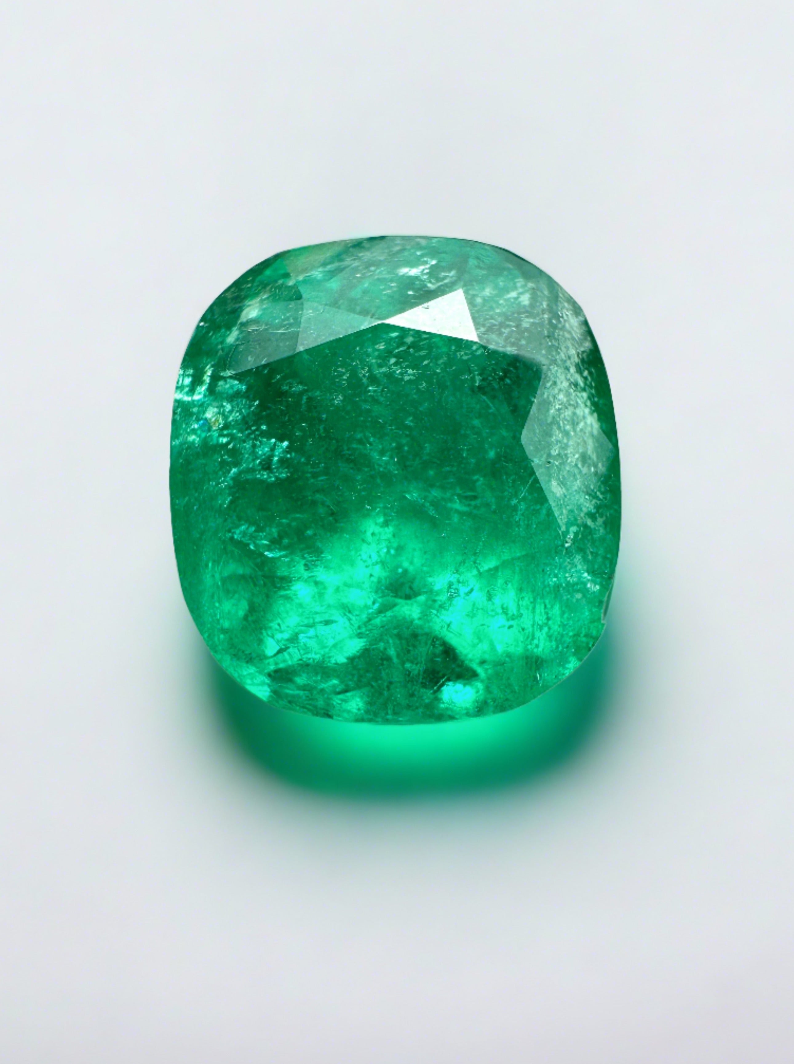 Natural Certified Green Carved Emerald Cushion Shape Matching good Pair 27.90 Ct Loose Gem Stone