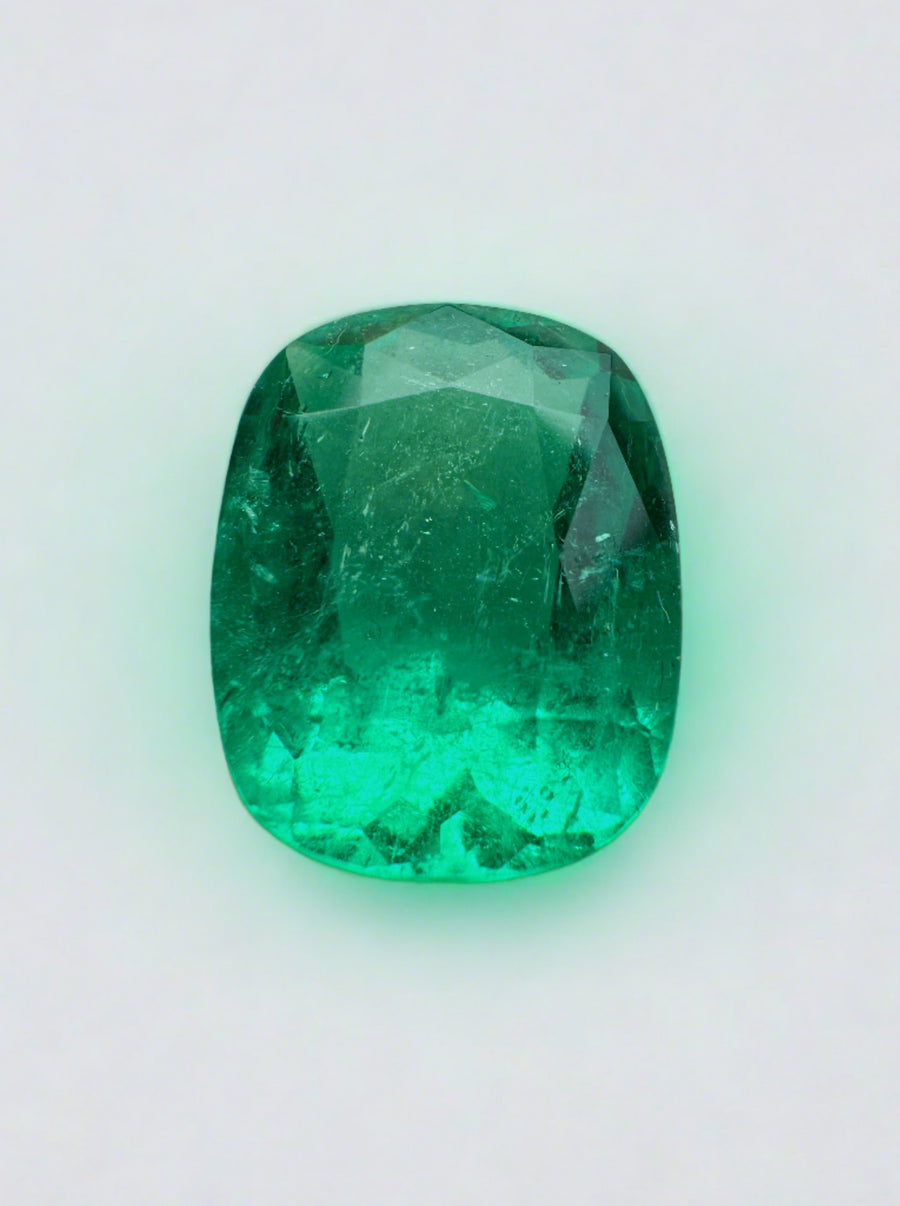 4.11 Carat 11.5x9 Fine Bluish Green Natural Loose Colombian Emerald- Cushion Cut