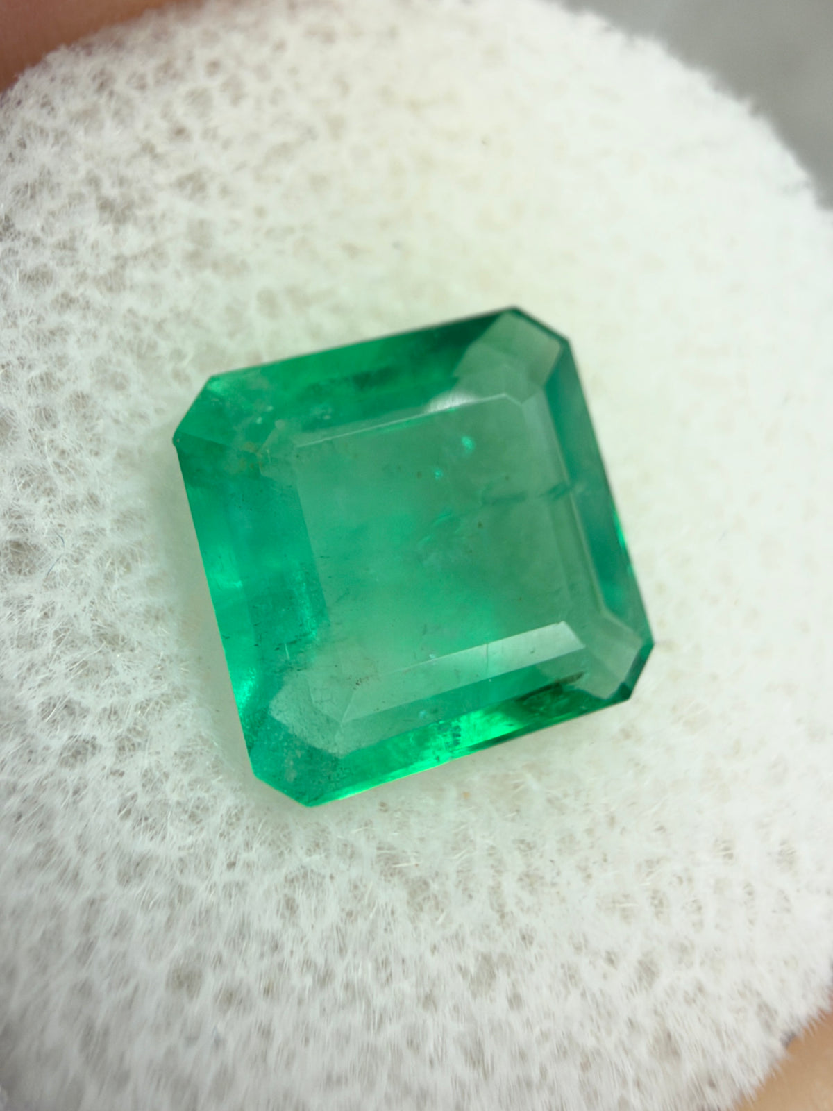 2.93 carat 9×9 Bi-Color Medium Light Green Loose Natural Zambian Emerald- Asscher Cut