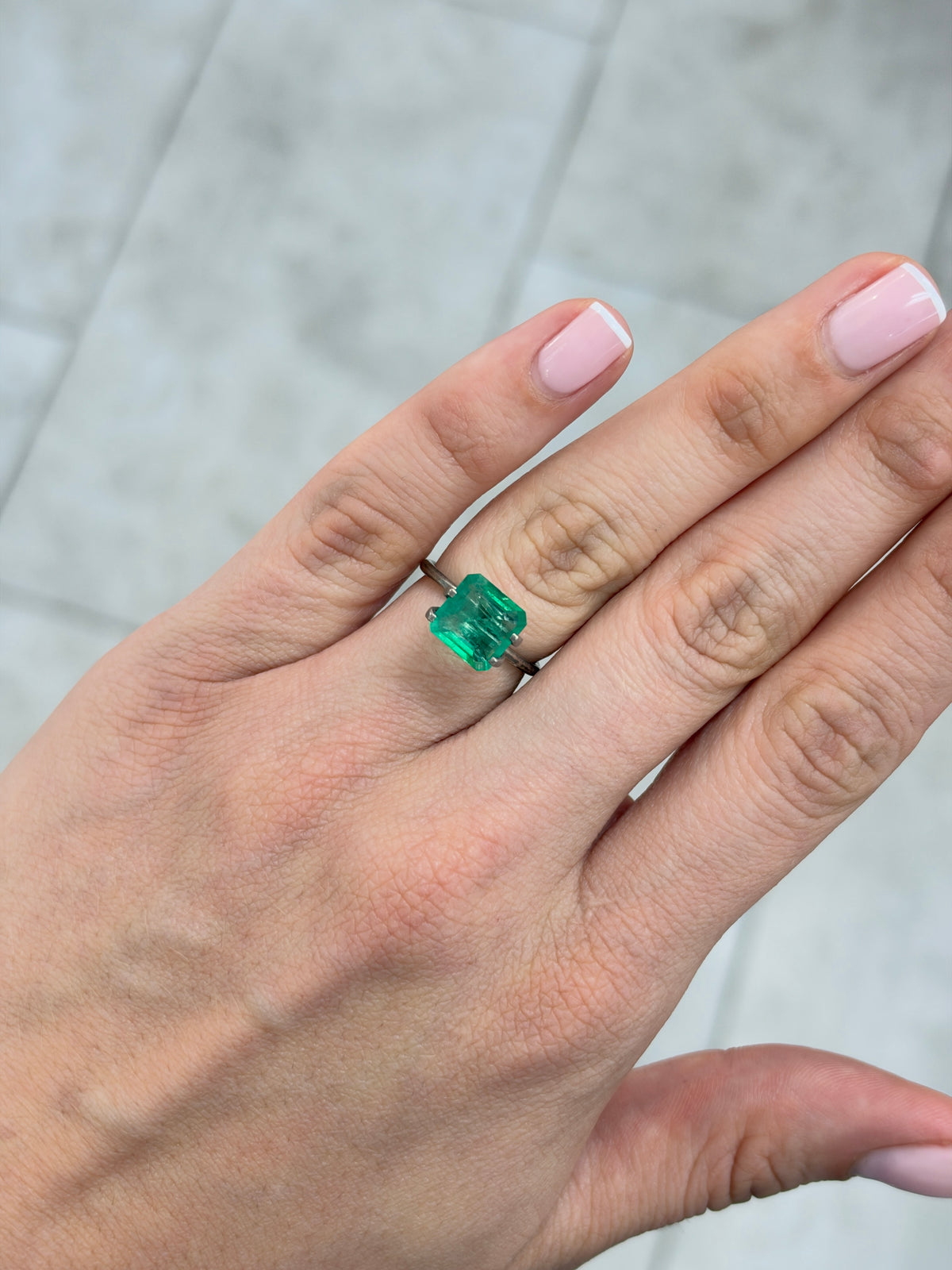 2.93 carat 9×9 Bi-Color Medium Light Green Loose Natural Zambian Emerald- Asscher Cut