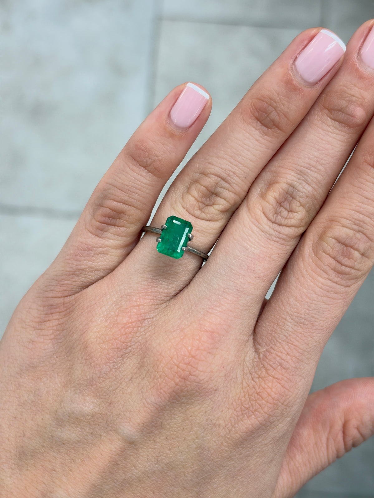 3.08 carat 10×7 Intense Medium Green Natural Loose Zambian- Emerald Cut