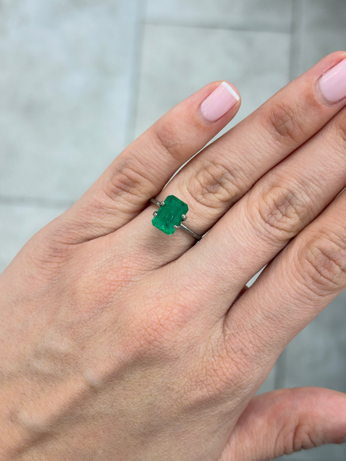 3.08 carat 10×7 Intense Medium Green Natural Loose Zambian- Emerald Cut