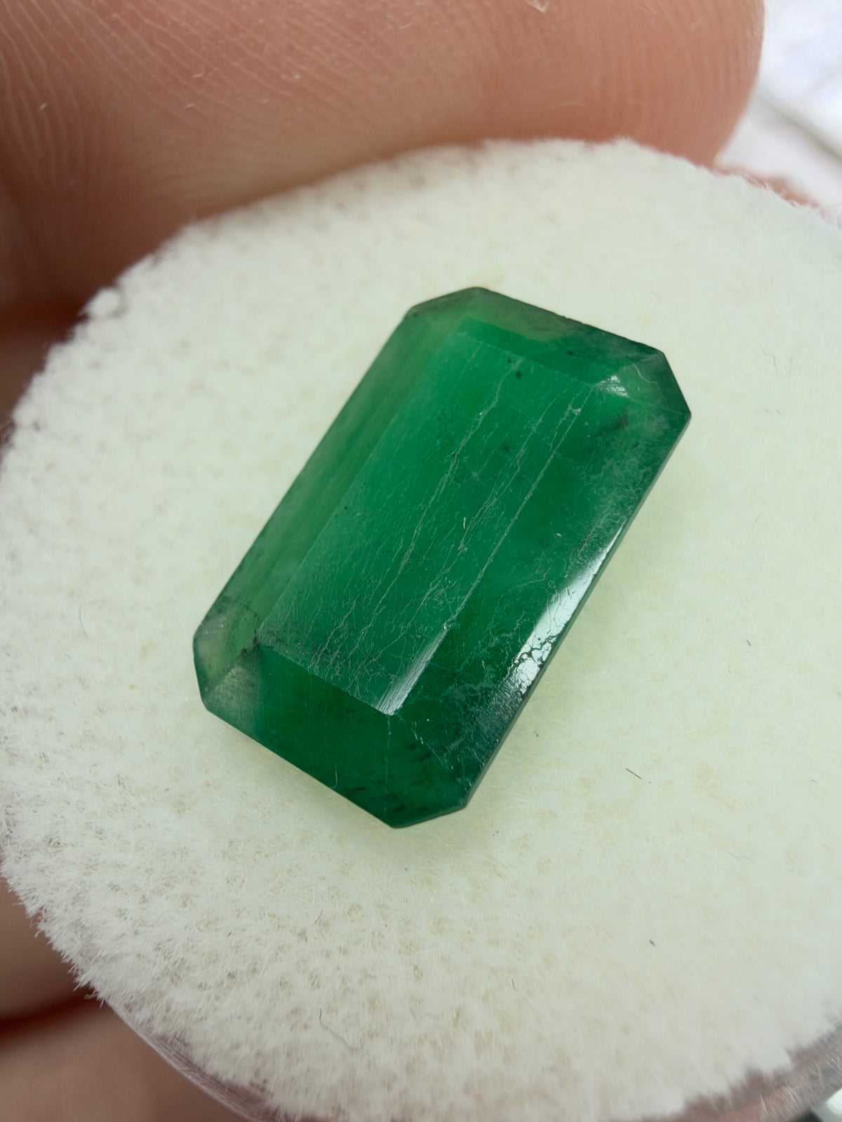 3.27 carat 12.8×8 Elongated Mossy Dark Green Natural Loose Brazilian Emerald- Emerald Cut