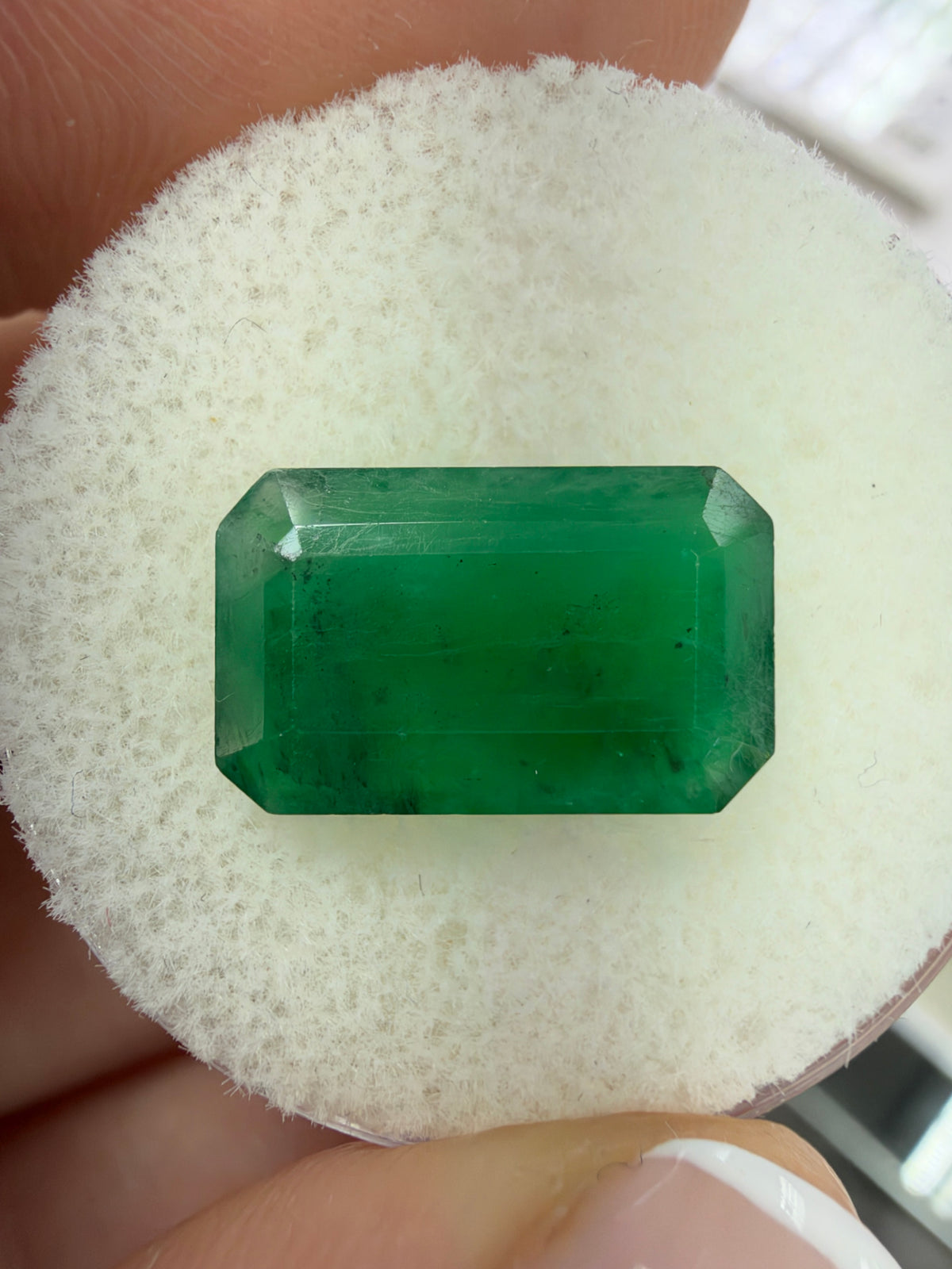 3.27 carat 12.8×8 Elongated Mossy Dark Green Natural Loose Brazilian Emerald- Emerald Cut