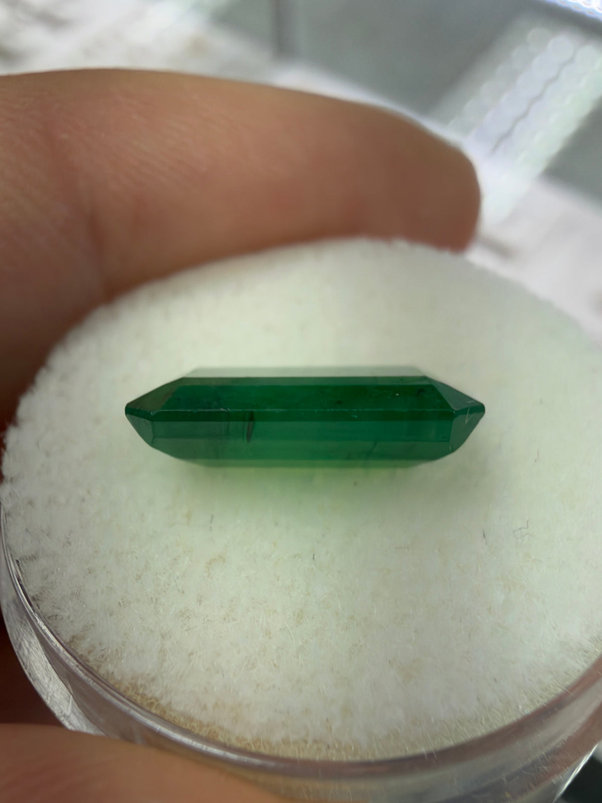 3.27 carat 12.8×8 Elongated Mossy Dark Green Natural Loose Brazilian Emerald- Emerald Cut