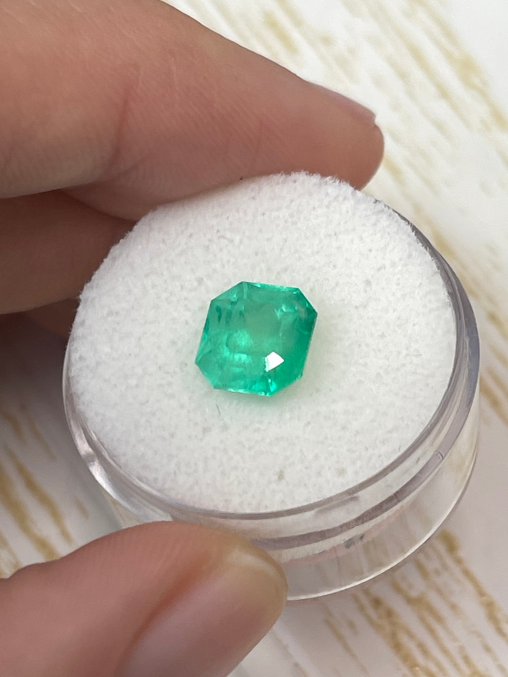 2.78 Carat 8.5x7.9 Yellowish Green Natural Loose Colombian Emerald- Asscher Cut - JR Colombian Emeralds