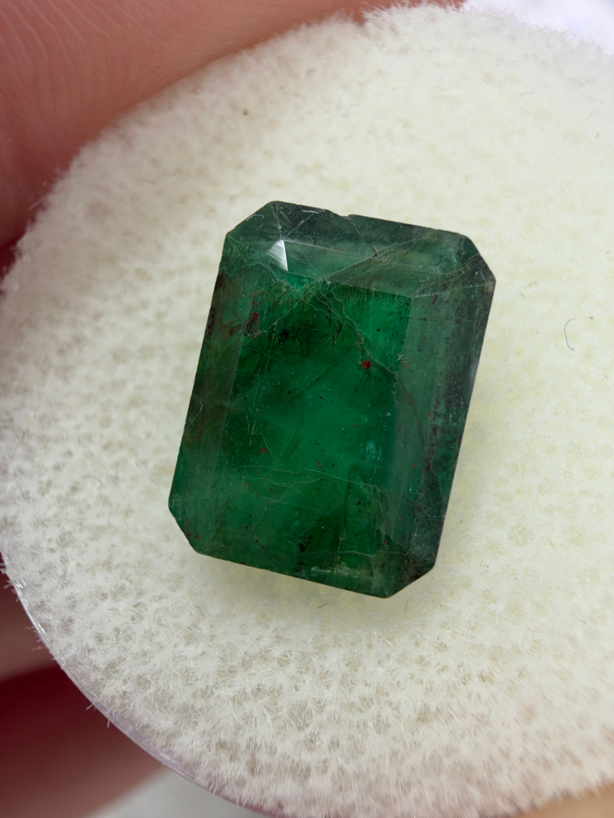 3.44 carat 10.7×10 mm Dark Green Loose Earth-Mined Brazilian Emerald- Emerald Cut