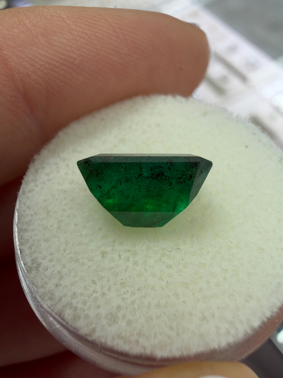3.44 carat 10.7×10 mm Dark Green Loose Earth-Mined Brazilian Emerald- Emerald Cut
