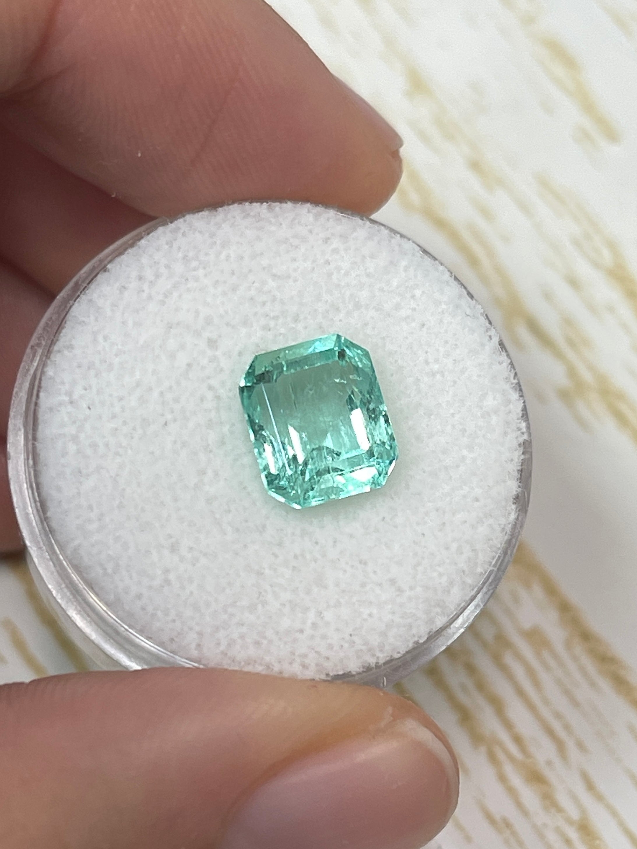 2.87 Carat 9x8 Seafoam Green Natural Loose Colombian Emerald- Emerald Cut - JR Colombian Emeralds