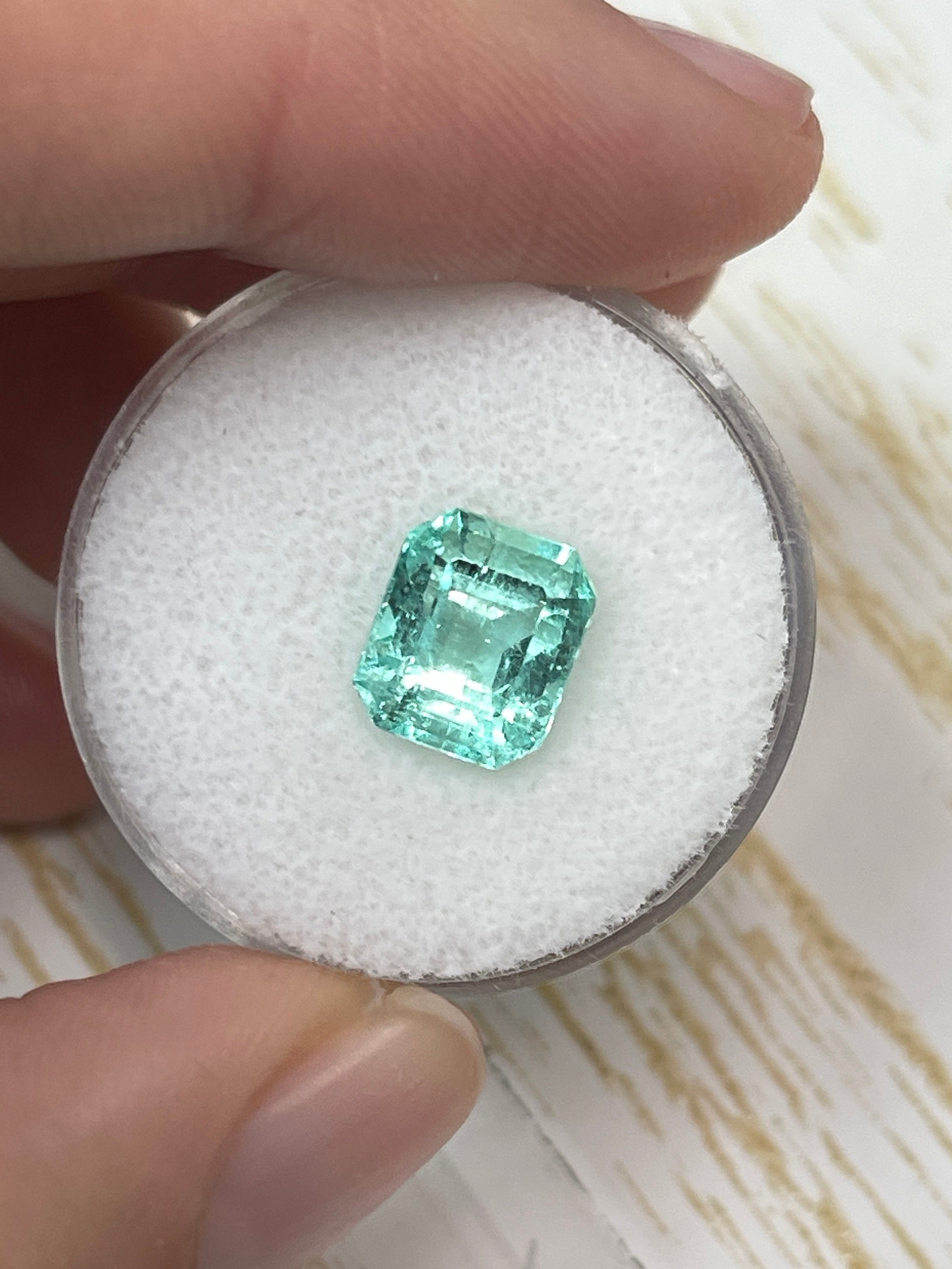 2.87 Carat 9x8 Seafoam Green Natural Loose Colombian Emerald- Emerald Cut - JR Colombian Emeralds