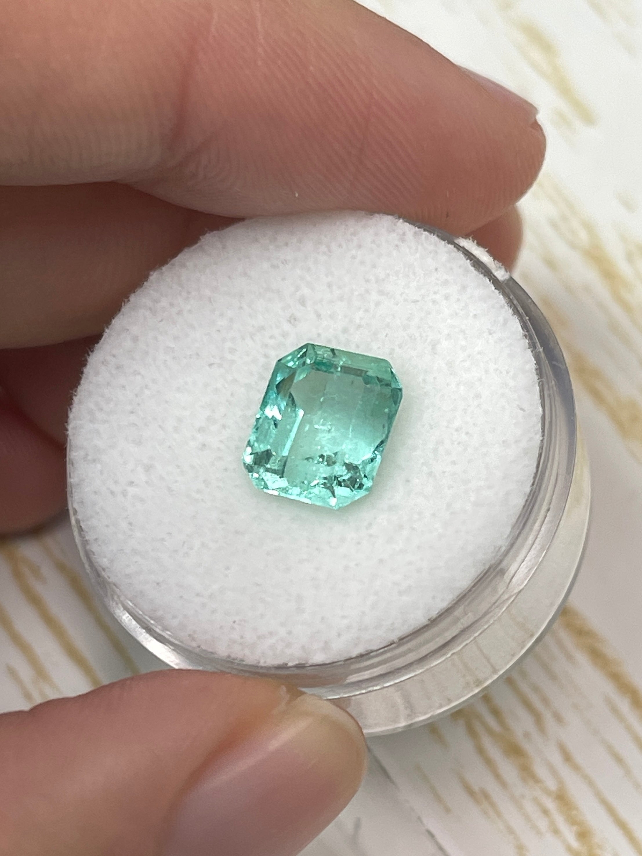 2.87 Carat 9x8 Seafoam Green Natural Loose Colombian Emerald- Emerald Cut - JR Colombian Emeralds