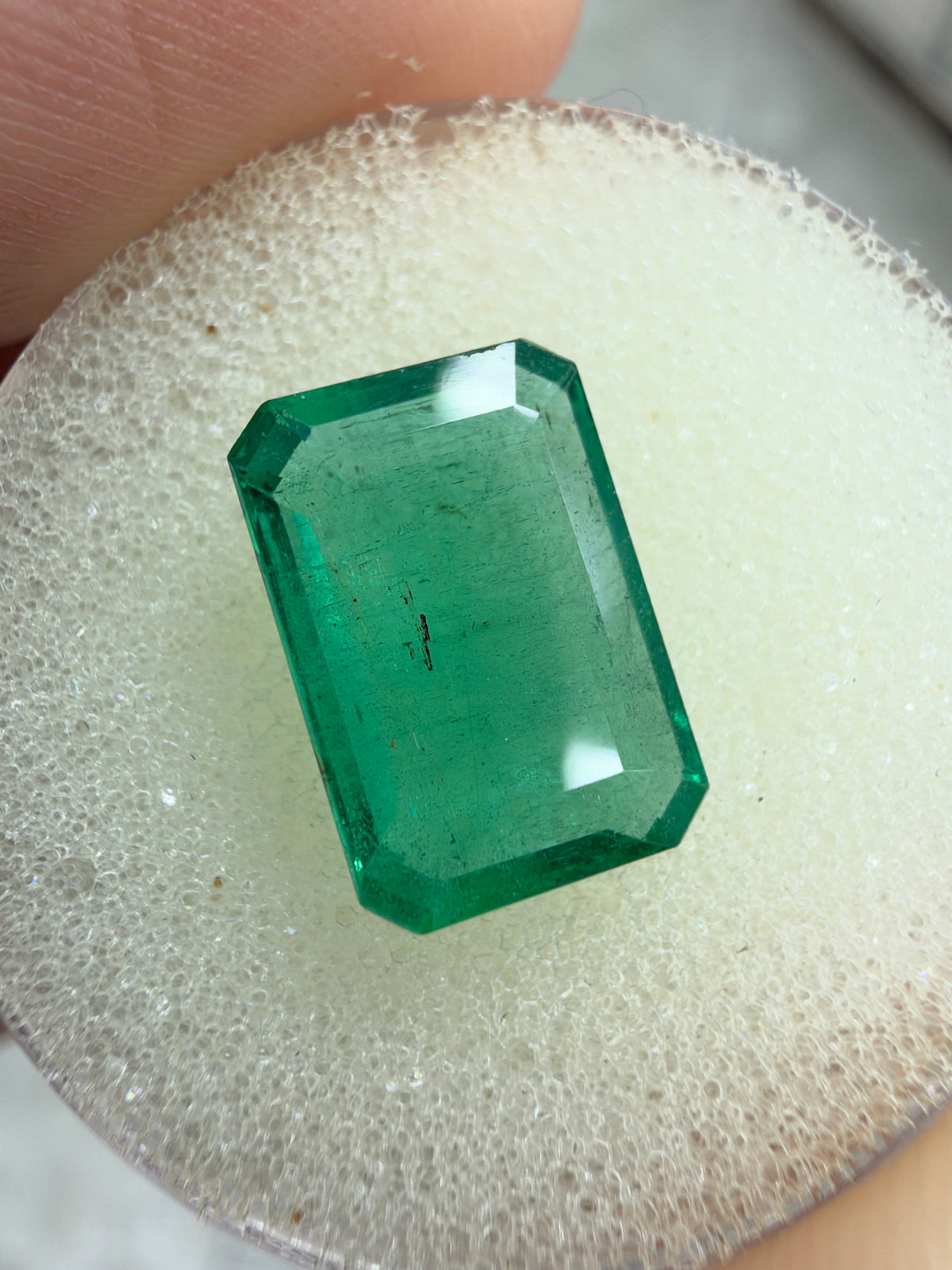 3.44 carat 11.4×7.8 Transparent Medium Bluish Green Natural Zambian Emerald- Emerald Cut