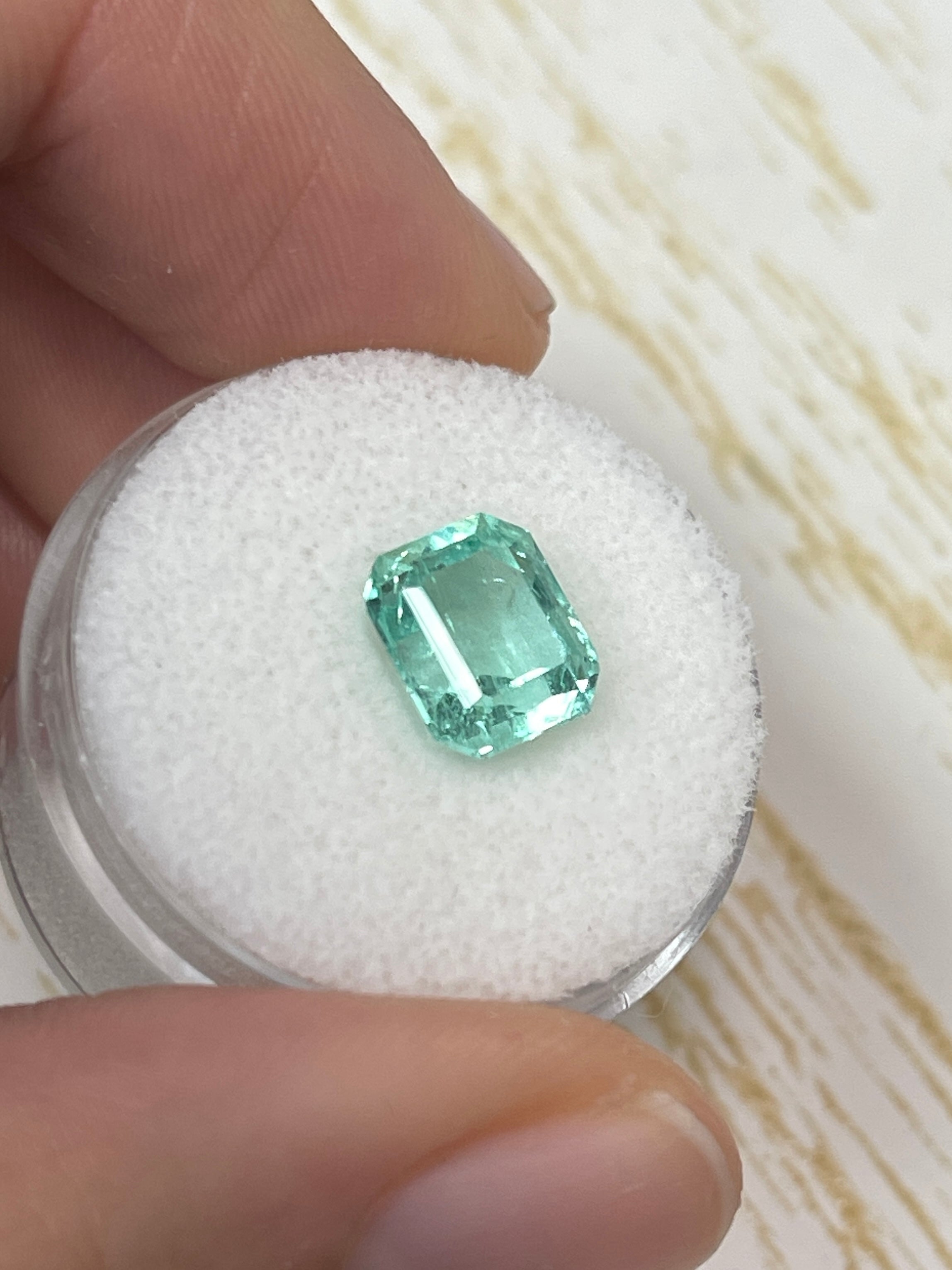 2.87 Carat 9x8 Seafoam Green Natural Loose Colombian Emerald- Emerald Cut - JR Colombian Emeralds