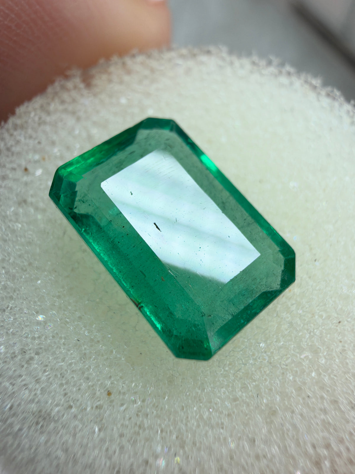 3.44 carat 11.4×7.8 Transparent Medium Bluish Green Natural Zambian Emerald- Emerald Cut