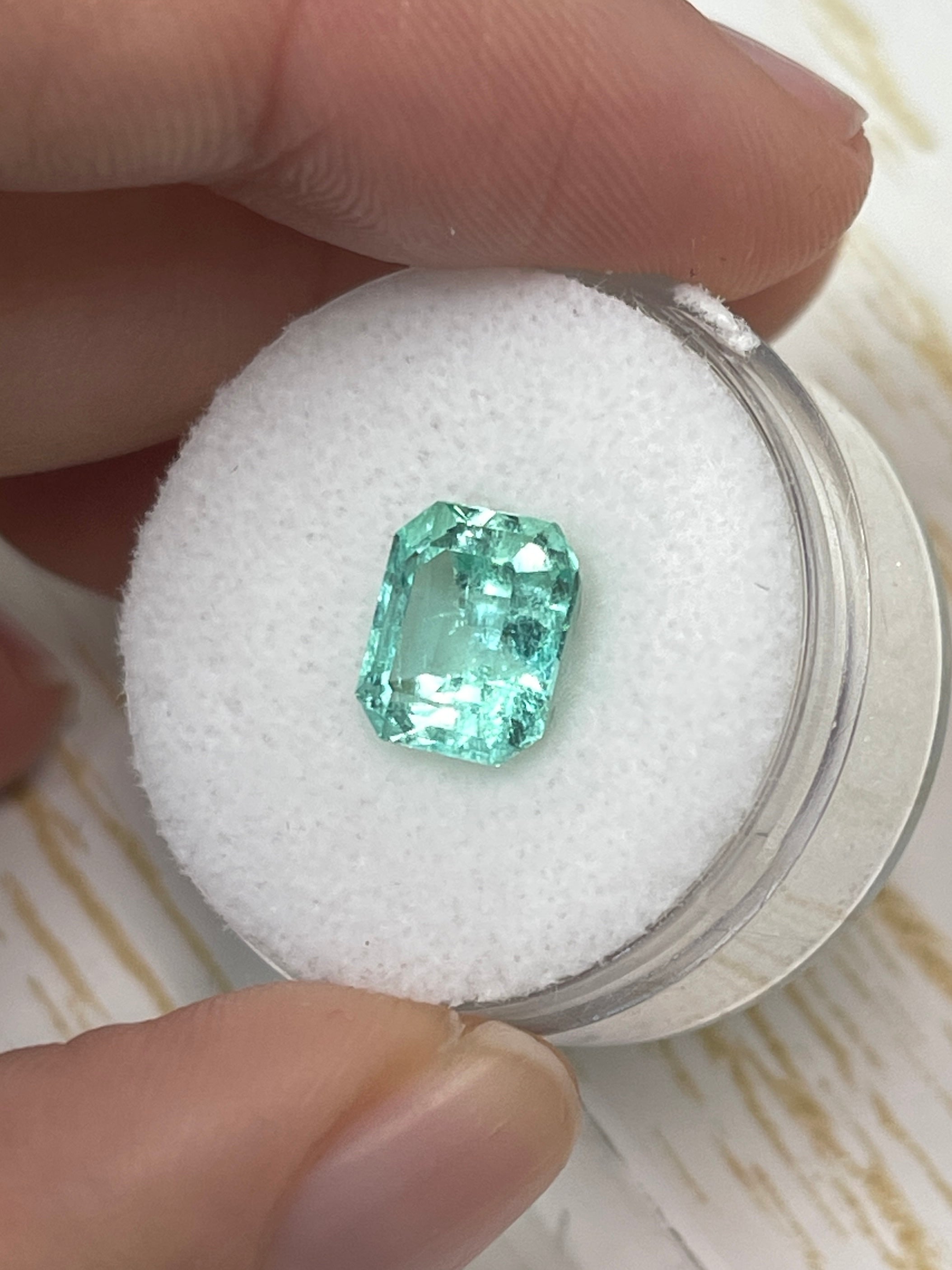 2.87 Carat 9x8 Seafoam Green Natural Loose Colombian Emerald- Emerald Cut - JR Colombian Emeralds