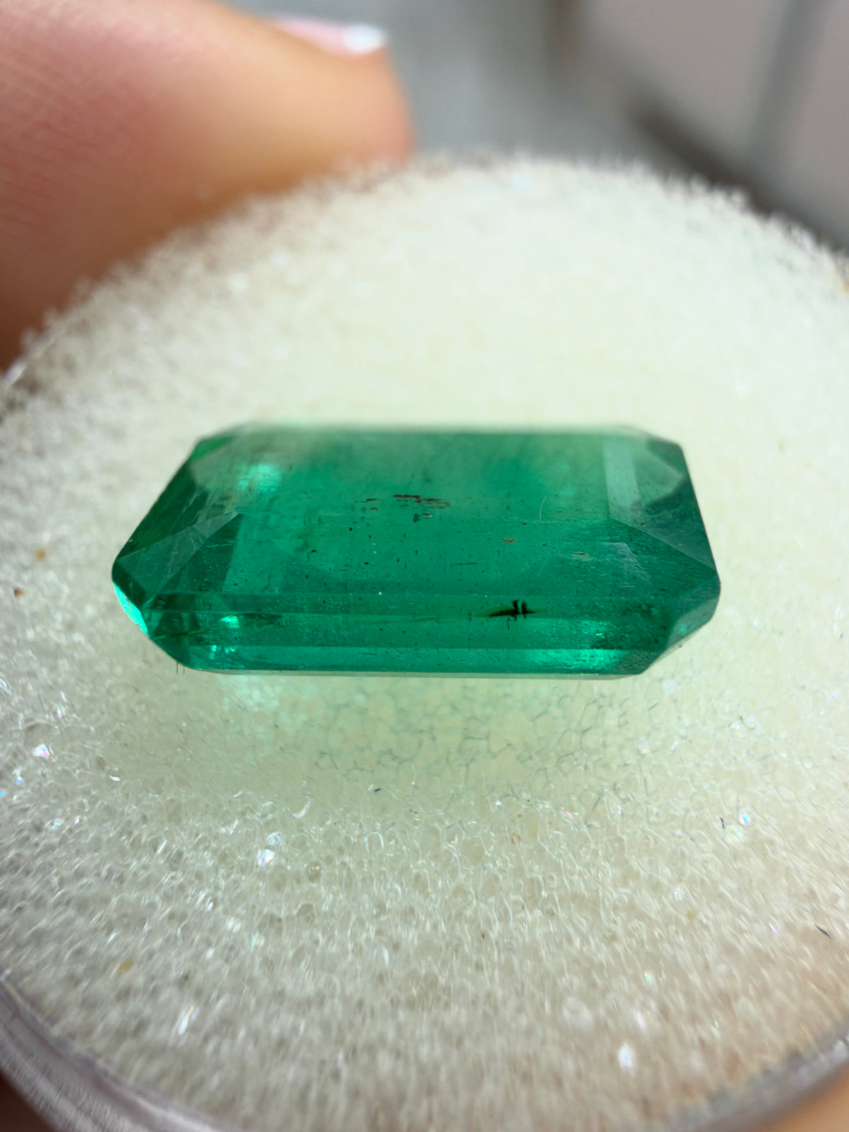 3.44 carat 11.4×7.8 Transparent Medium Bluish Green Natural Zambian Emerald- Emerald Cut