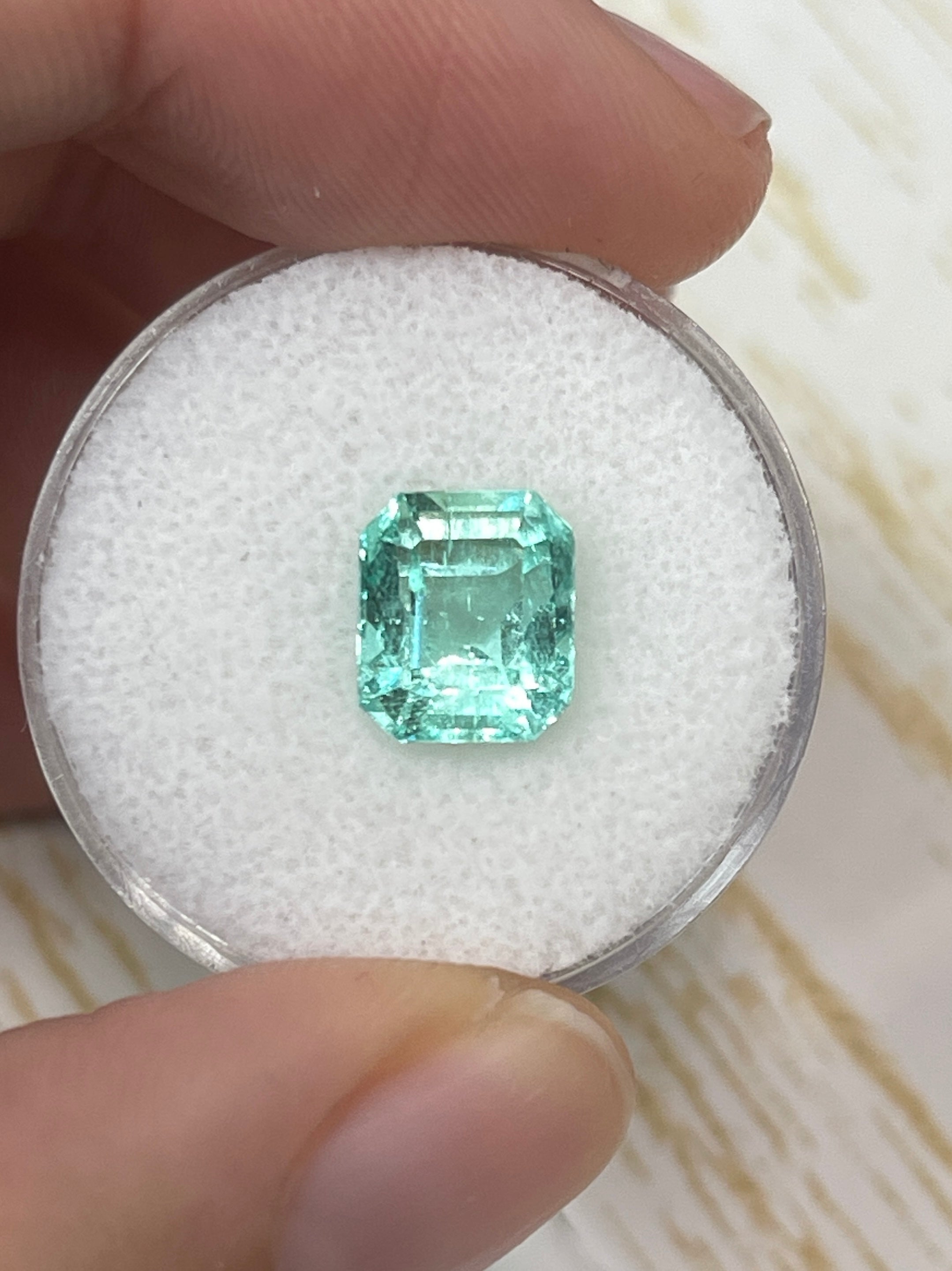 2.87 Carat 9x8 Seafoam Green Natural Loose Colombian Emerald- Emerald Cut - JR Colombian Emeralds