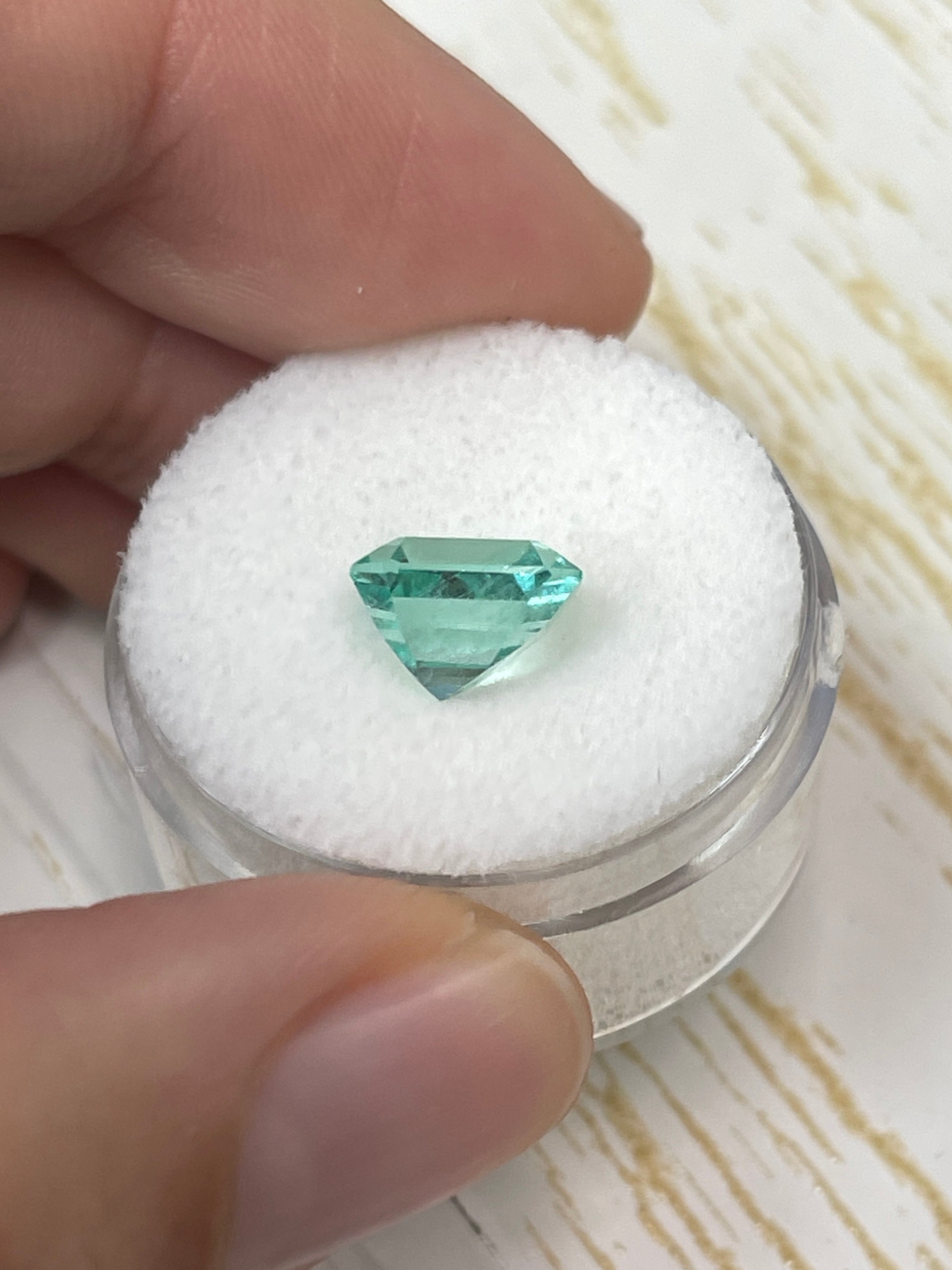 2.87 Carat 9x8 Seafoam Green Natural Loose Colombian Emerald- Emerald Cut - JR Colombian Emeralds