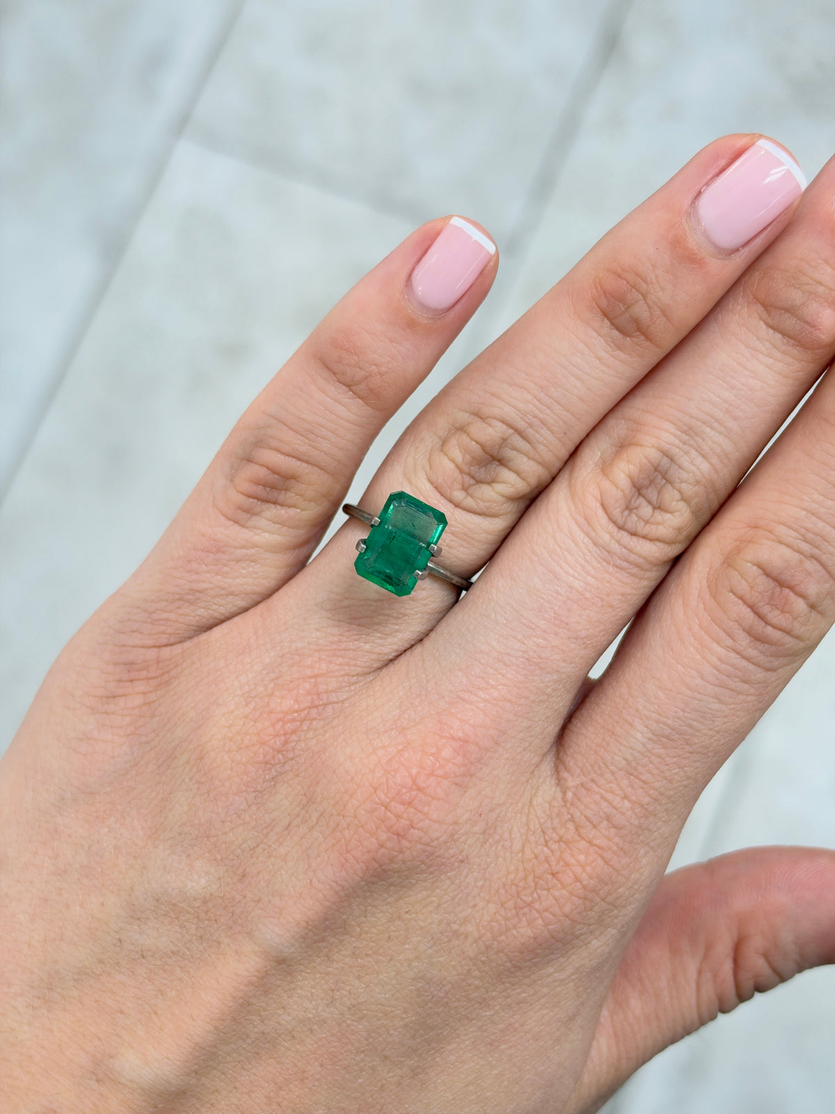 3.44 carat 11.4×7.8 Transparent Medium Bluish Green Natural Zambian Emerald- Emerald Cut
