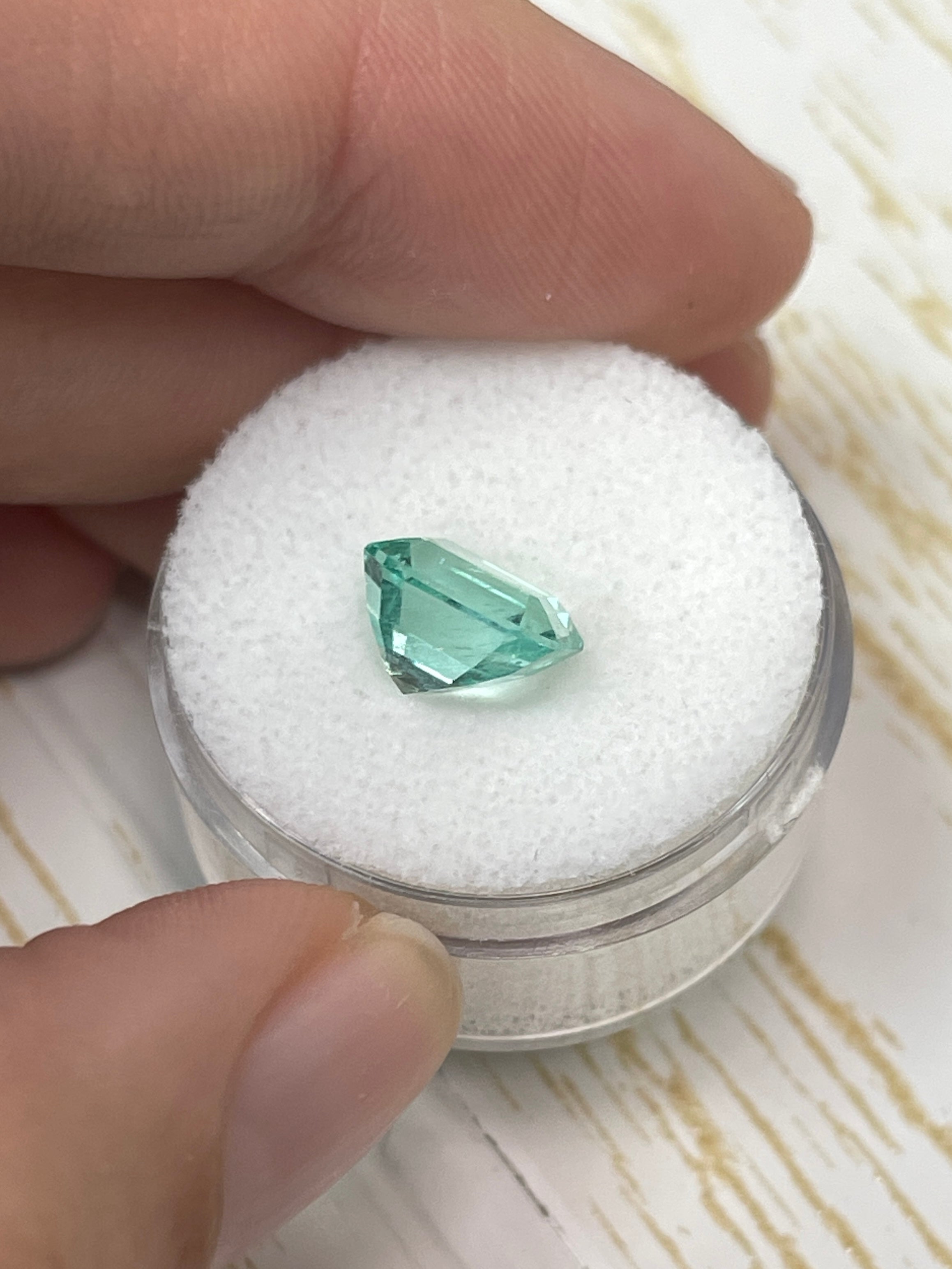 2.87 Carat 9x8 Seafoam Green Natural Loose Colombian Emerald- Emerald Cut - JR Colombian Emeralds